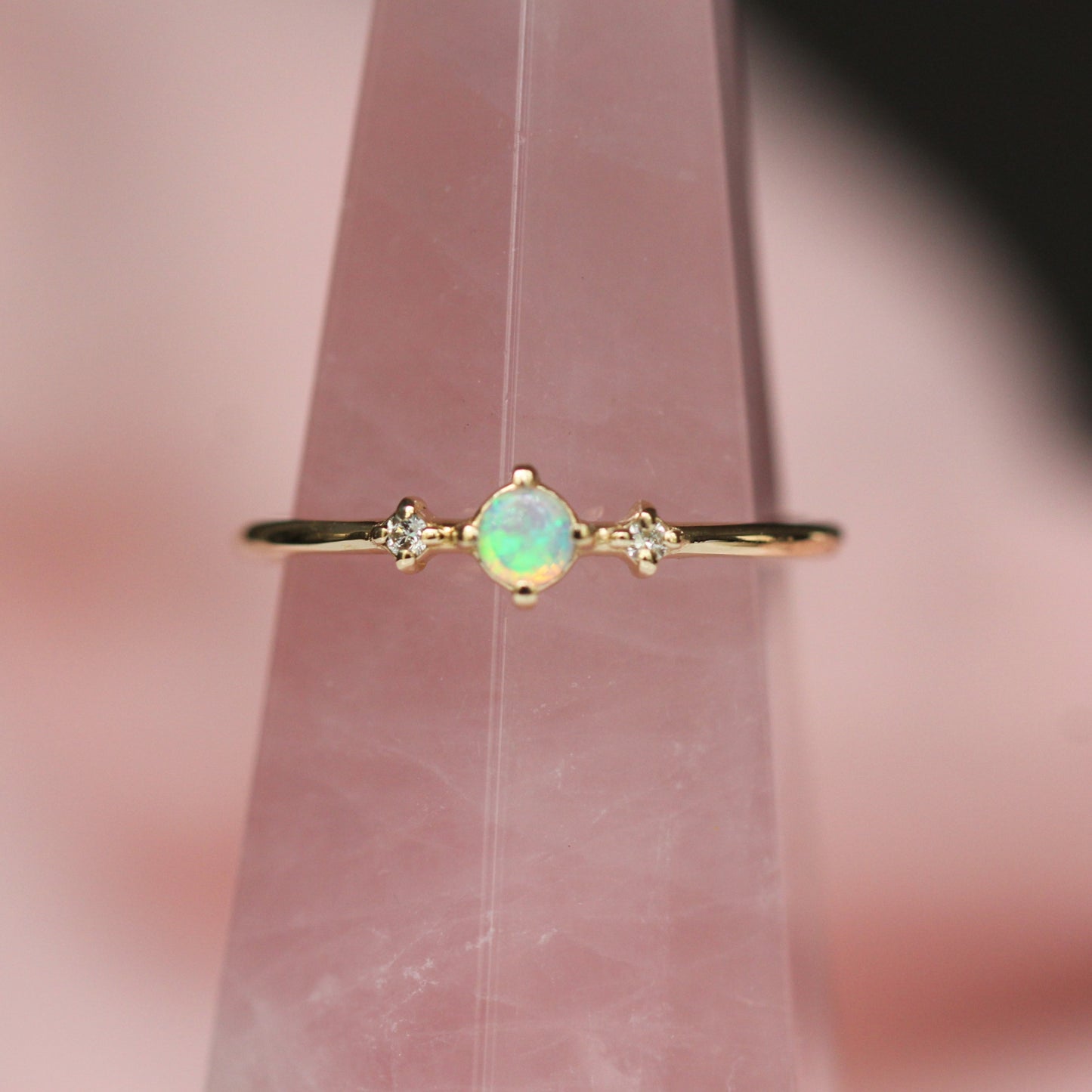 Opal Diamond Trio Ring