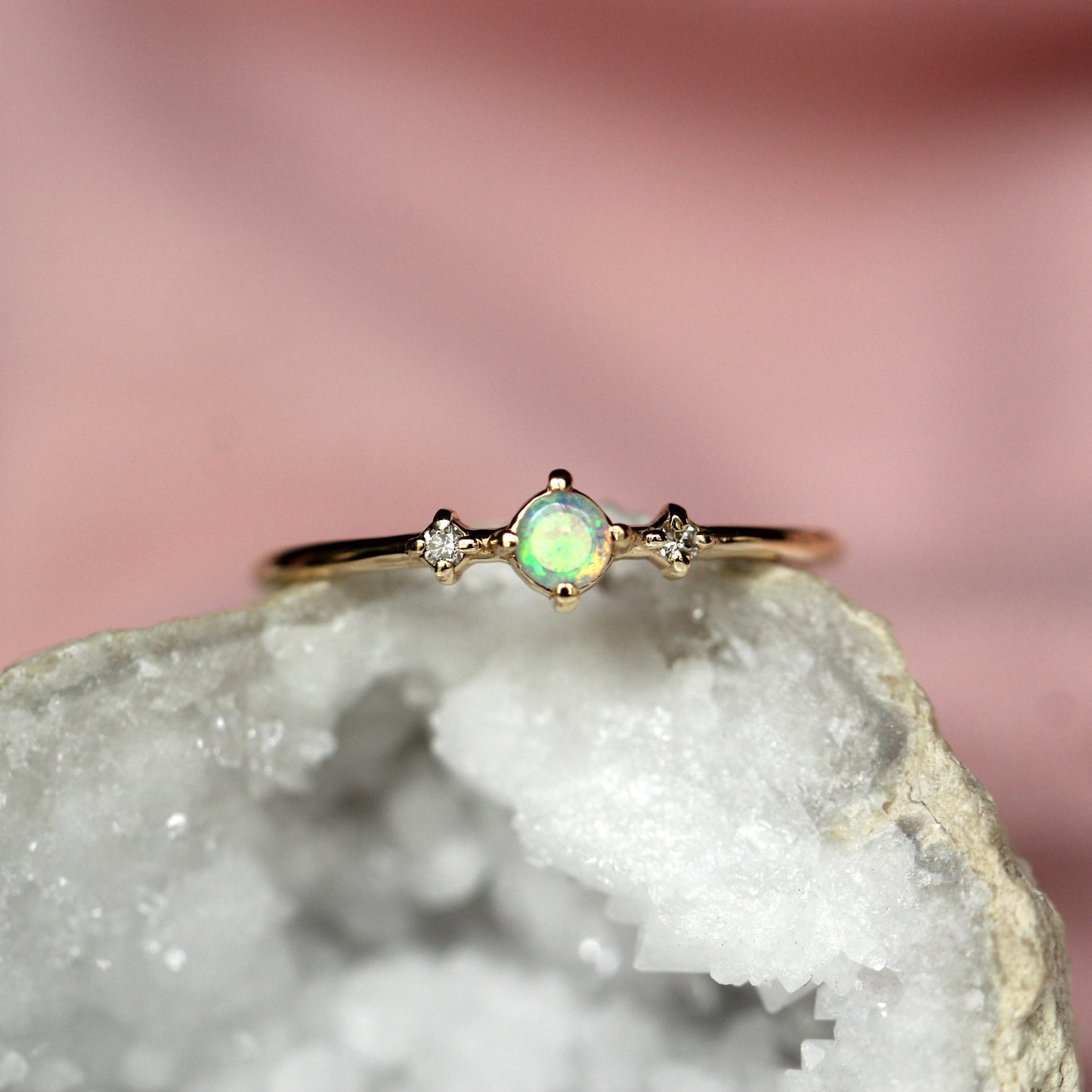 Opal Diamond Trio Ring