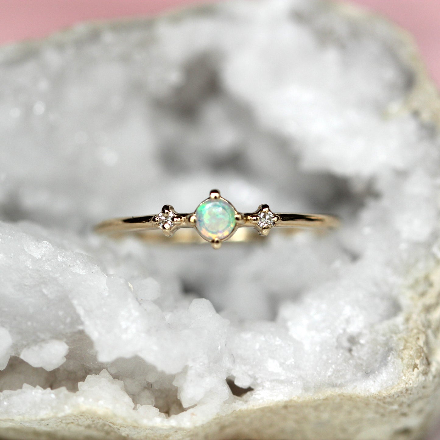 Opal Diamond Trio Ring