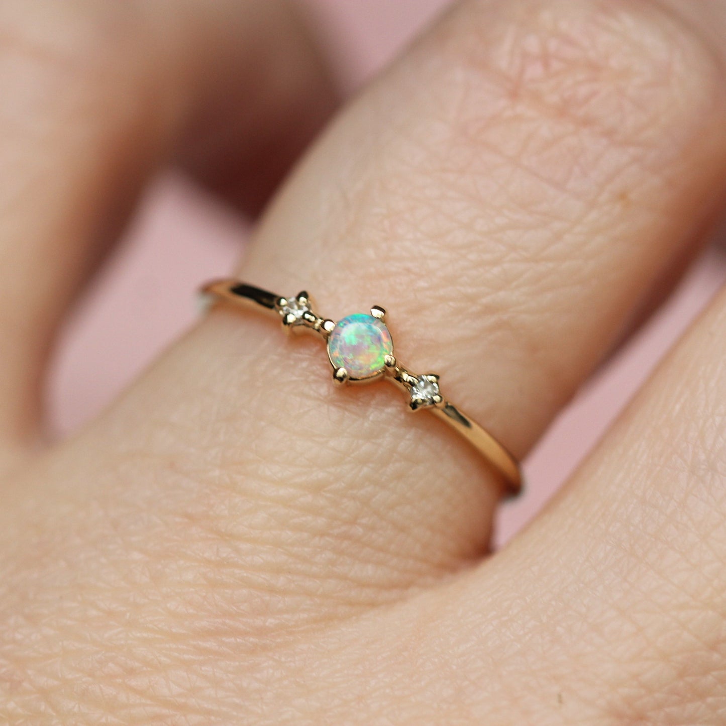 Opal Diamond Trio Ring