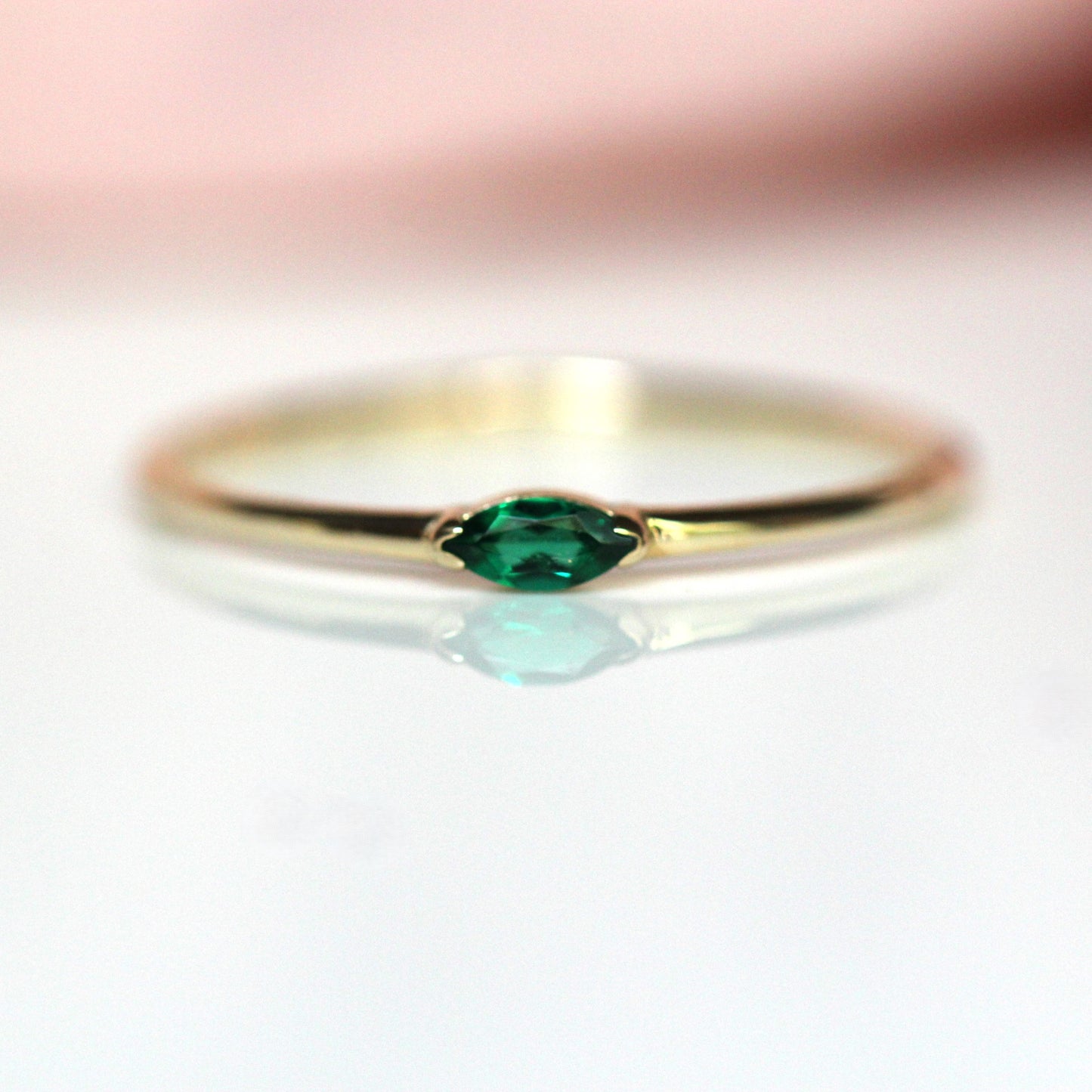 Emerald Marquise Wink Ring