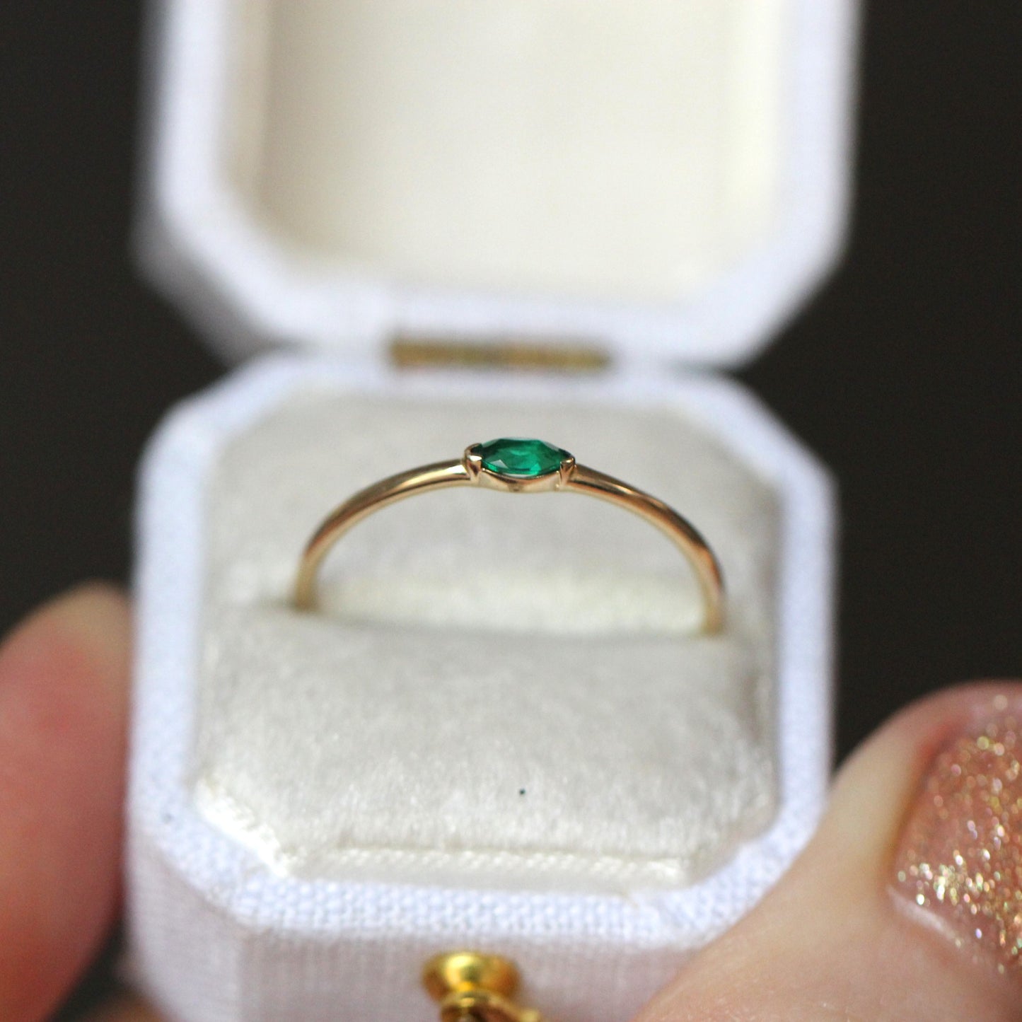 Emerald Marquise Wink Ring