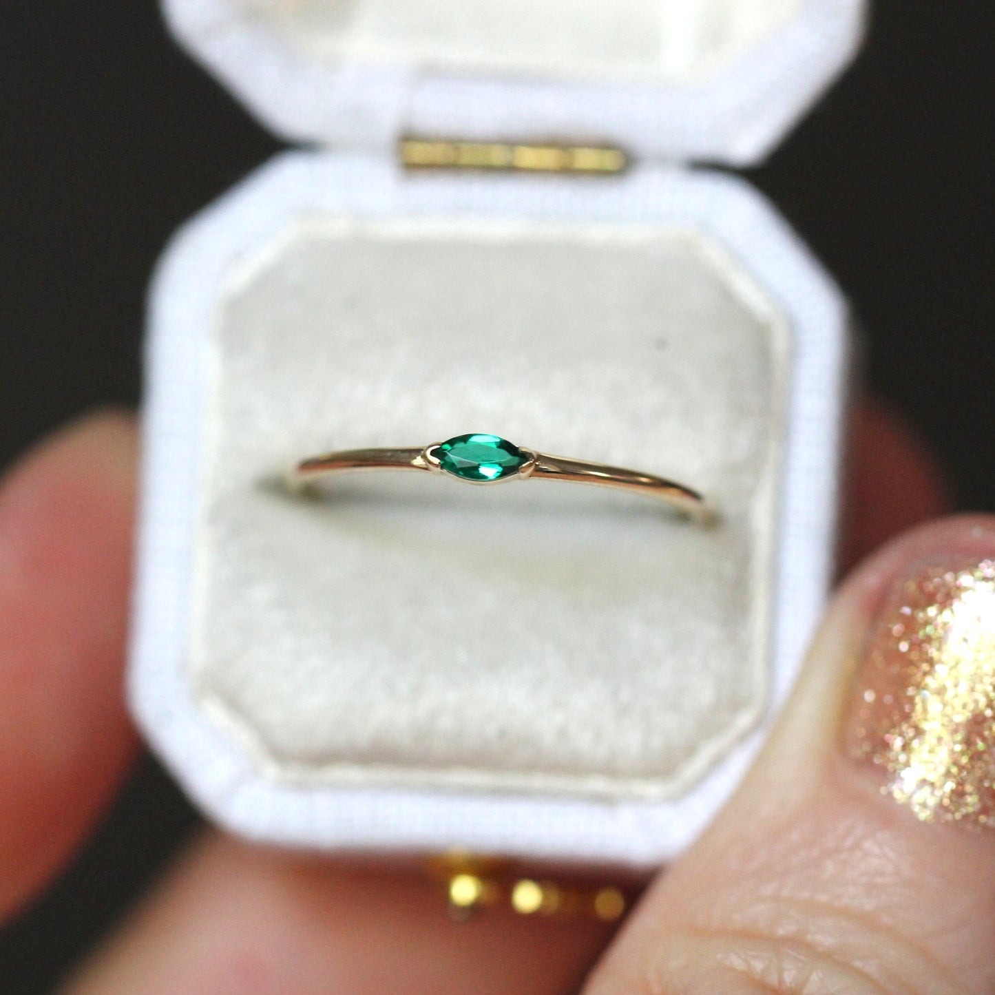 Emerald Marquise Wink Ring