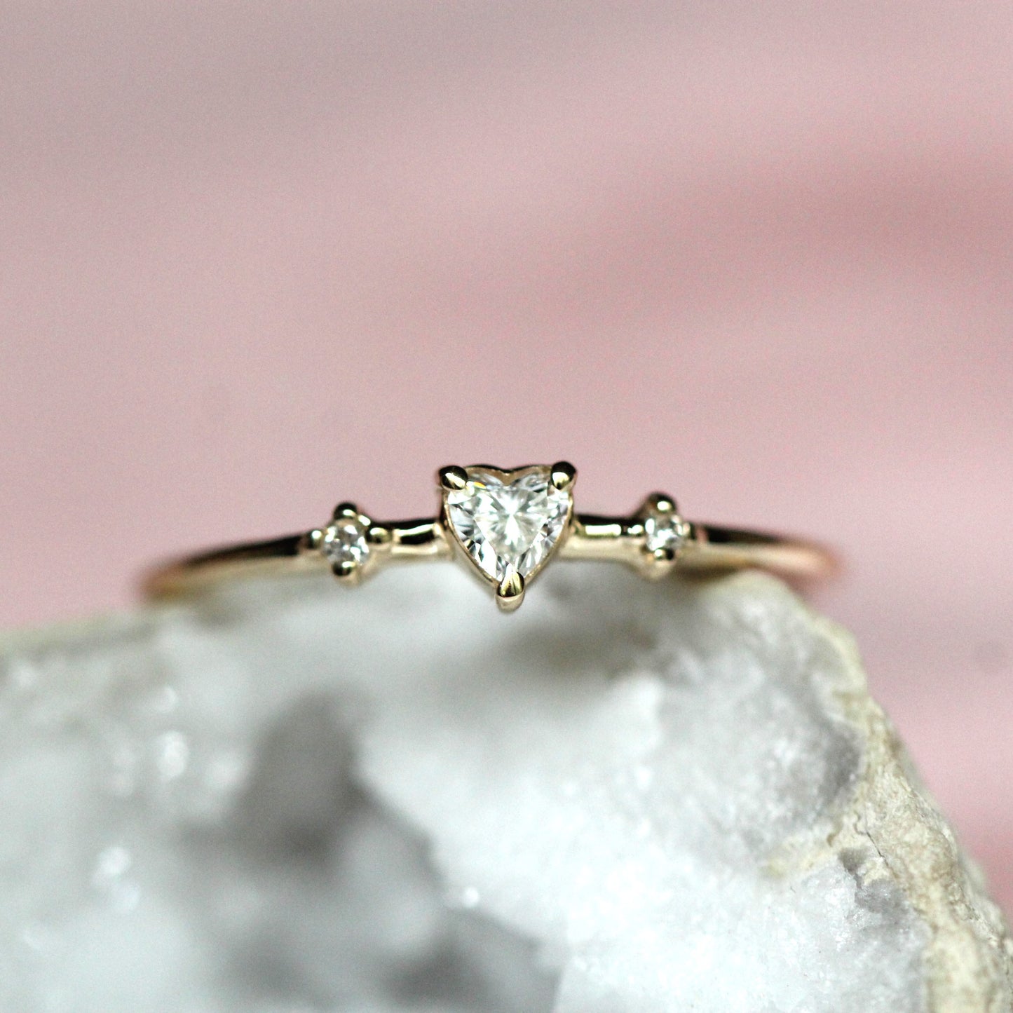 Diamond Heart Three Stone Ring