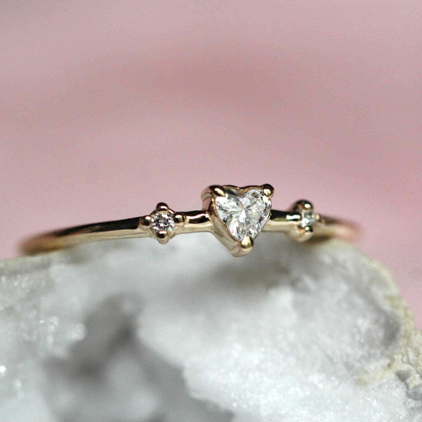 Diamond Heart Three Stone Ring