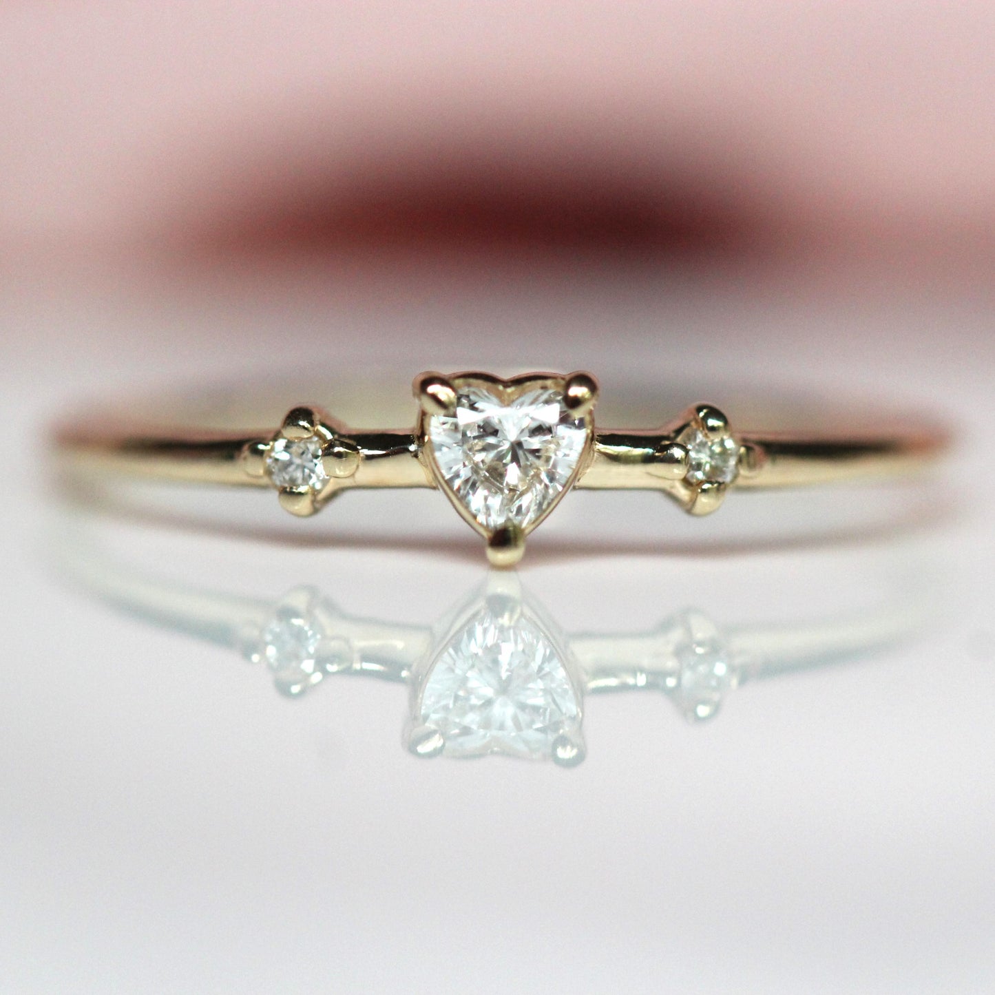 Diamond Heart Three Stone Ring