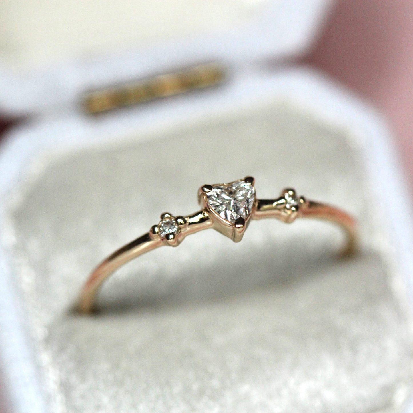 Diamond Heart Three Stone Ring