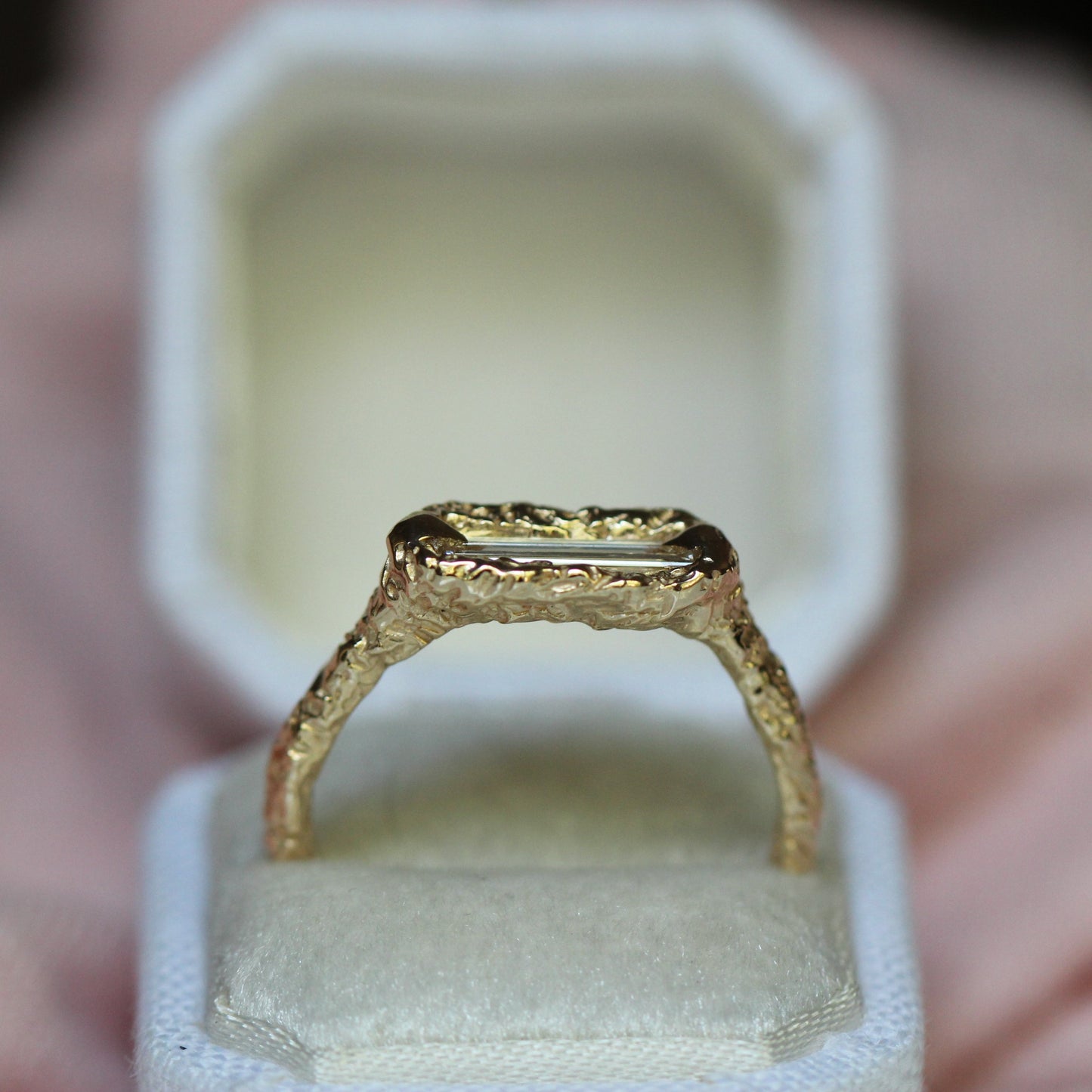 10K Elongated Diamond Baguette Ring- OOAK