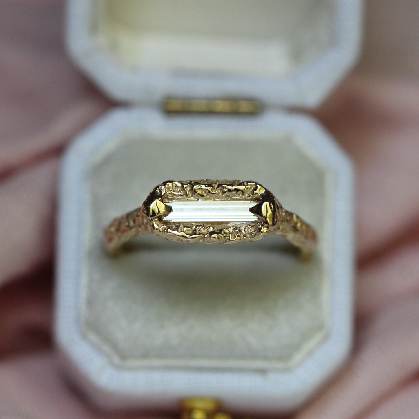 10K Elongated Diamond Baguette Ring- OOAK