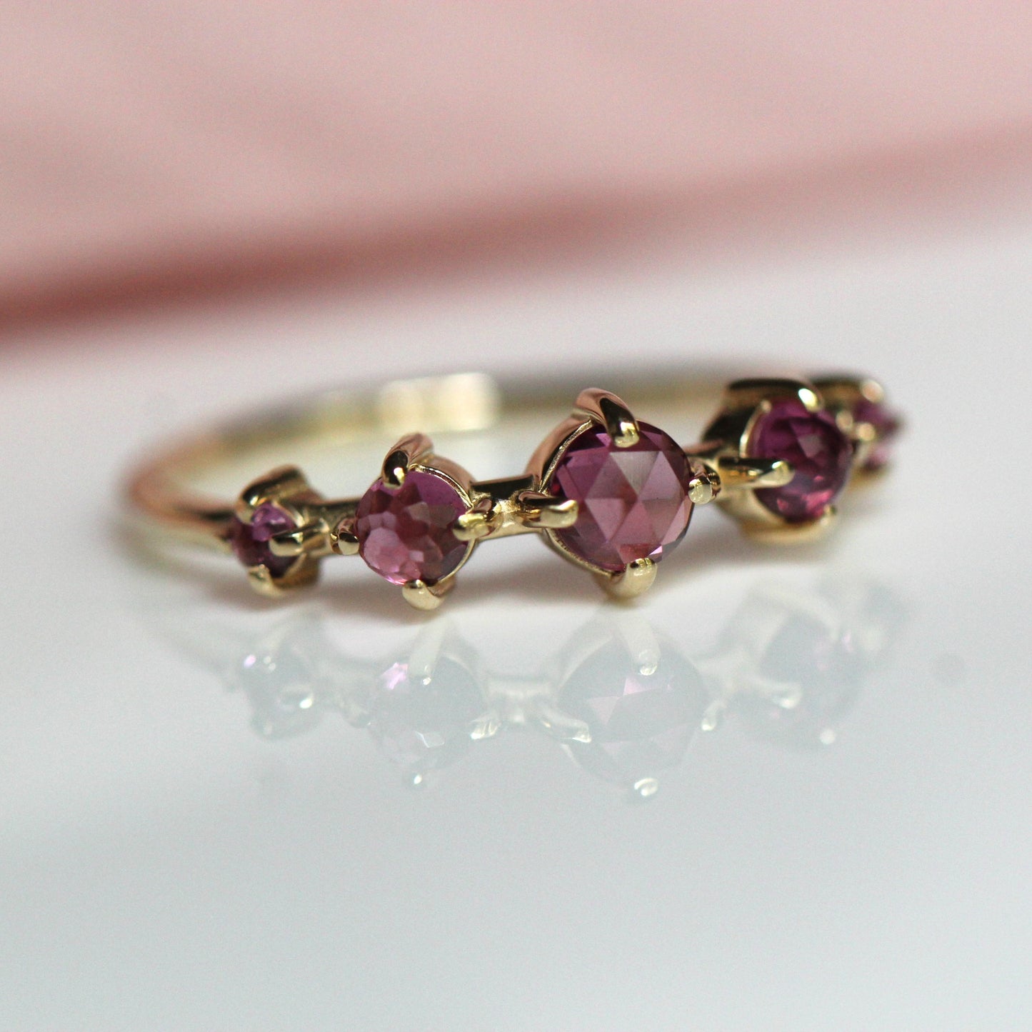 Rhodolite Garnet Row Ring