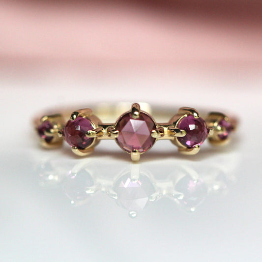 Rhodolite Garnet Row Ring