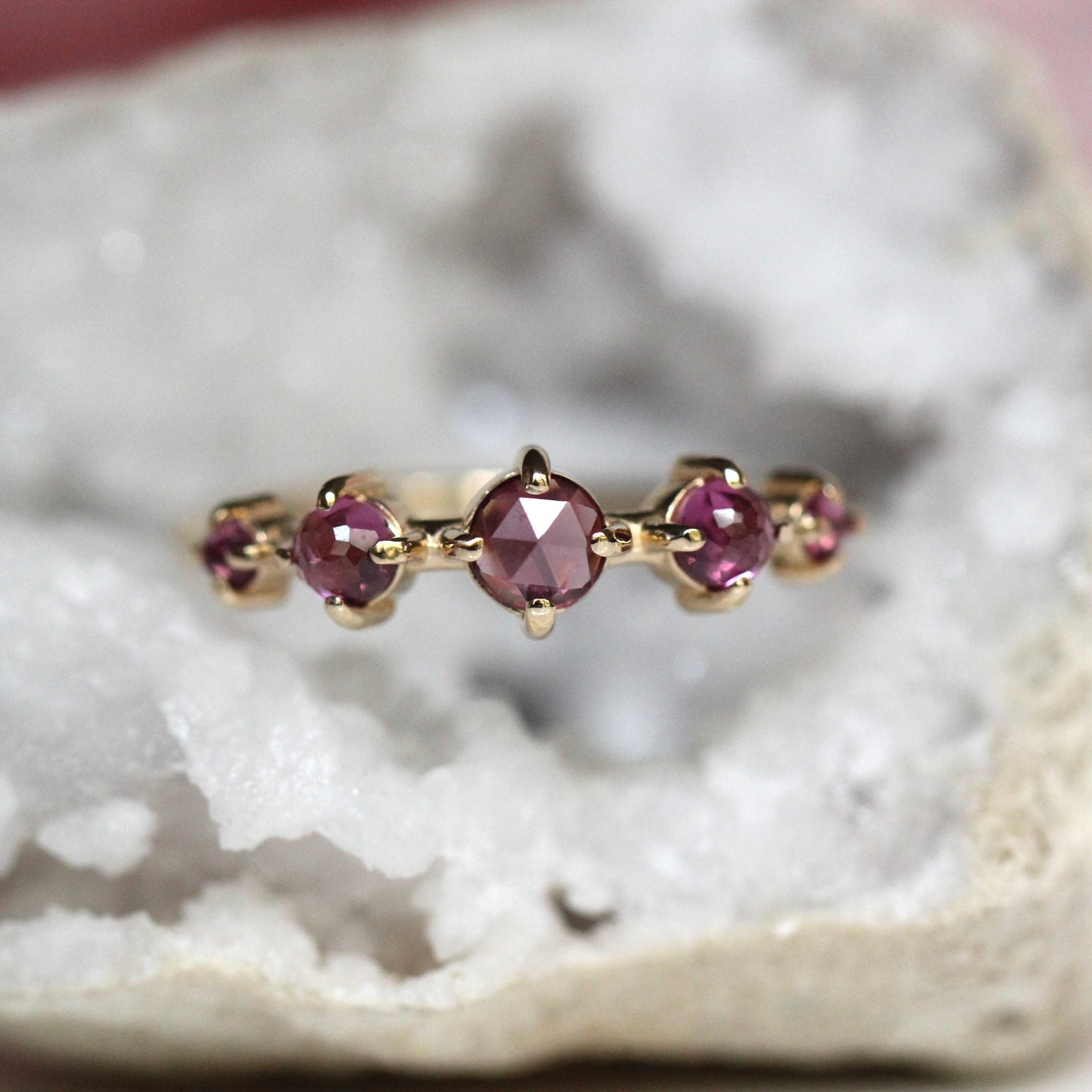 Rhodolite Garnet Row Ring