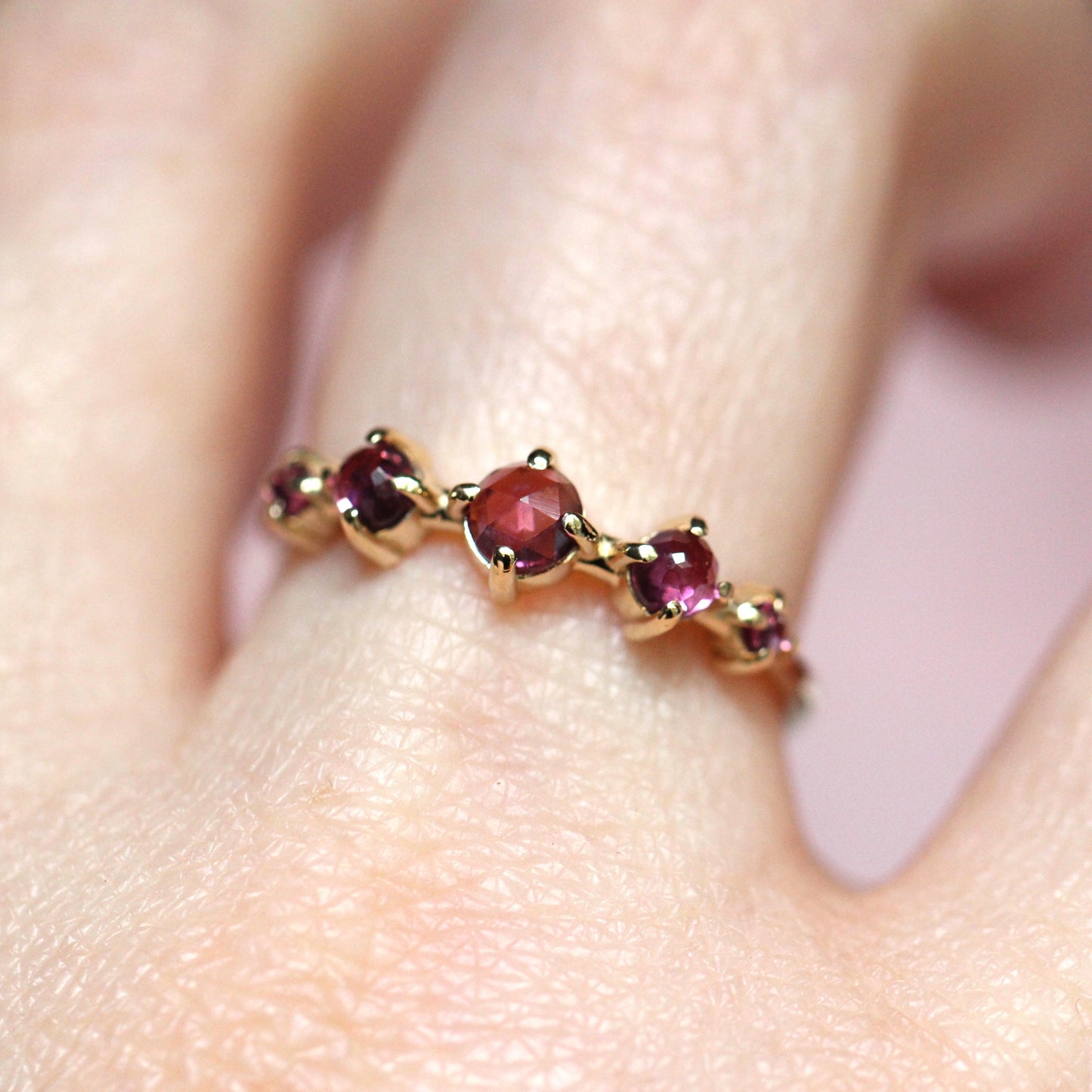 Rhodolite Garnet Row Ring