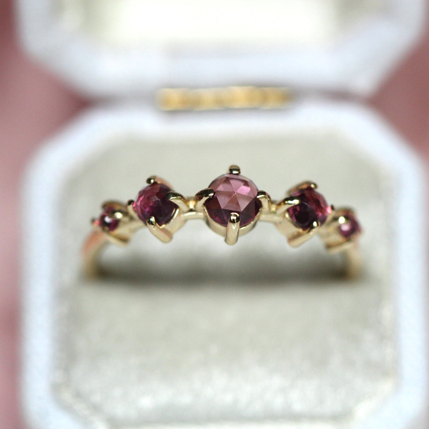 Rhodolite Garnet Row Ring