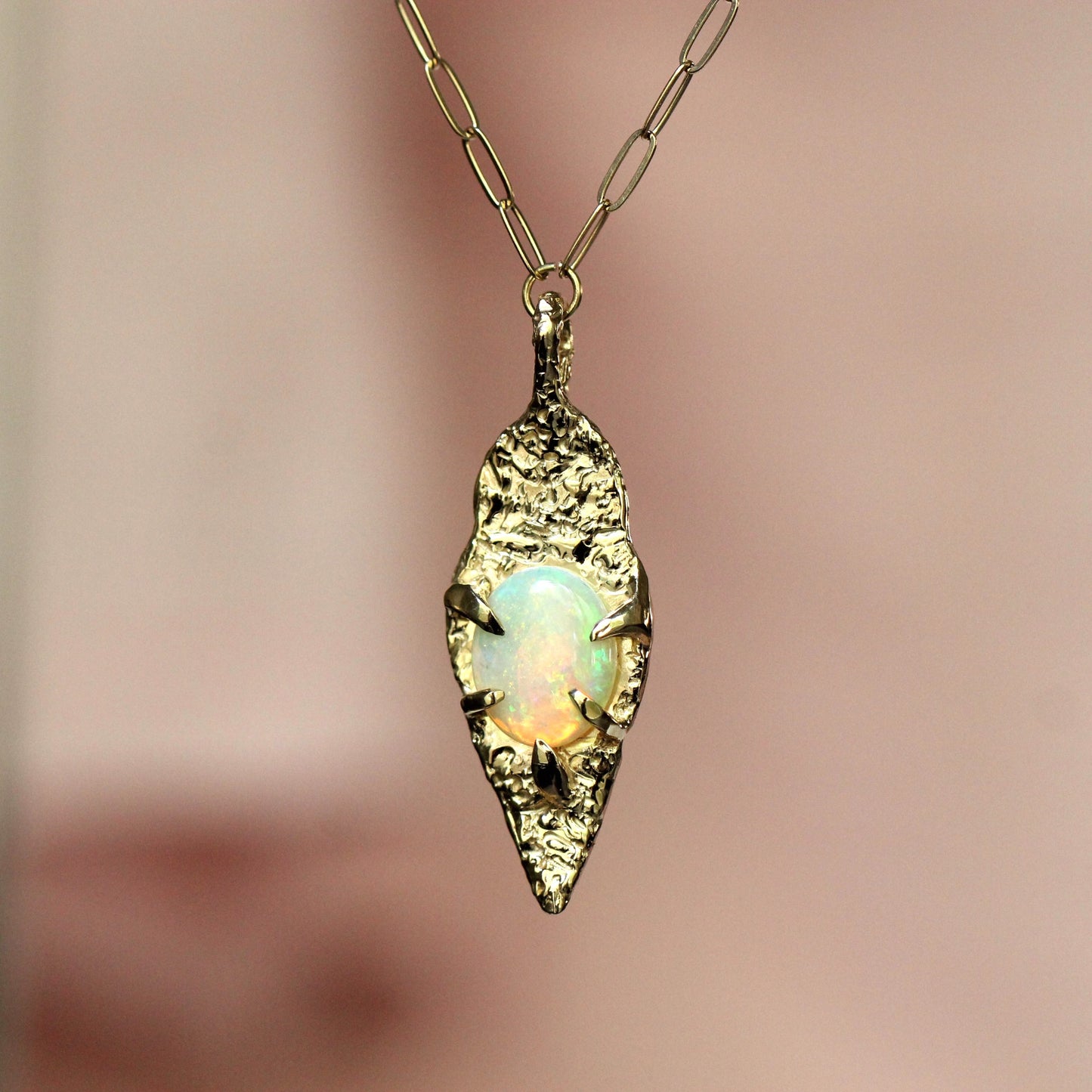 10K Opal Sheild Pendant- One of a Kind