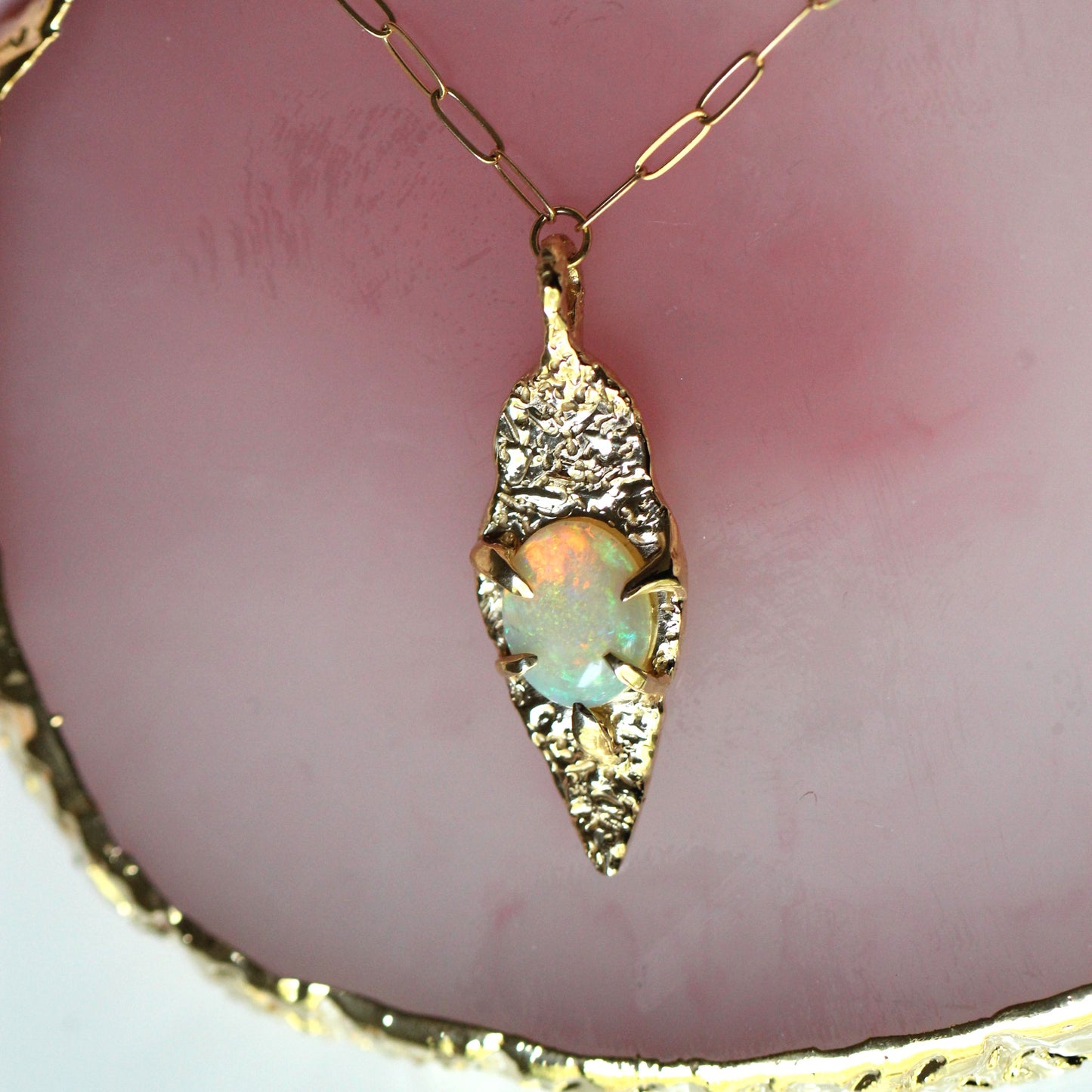 10K Opal Sheild Pendant- One of a Kind