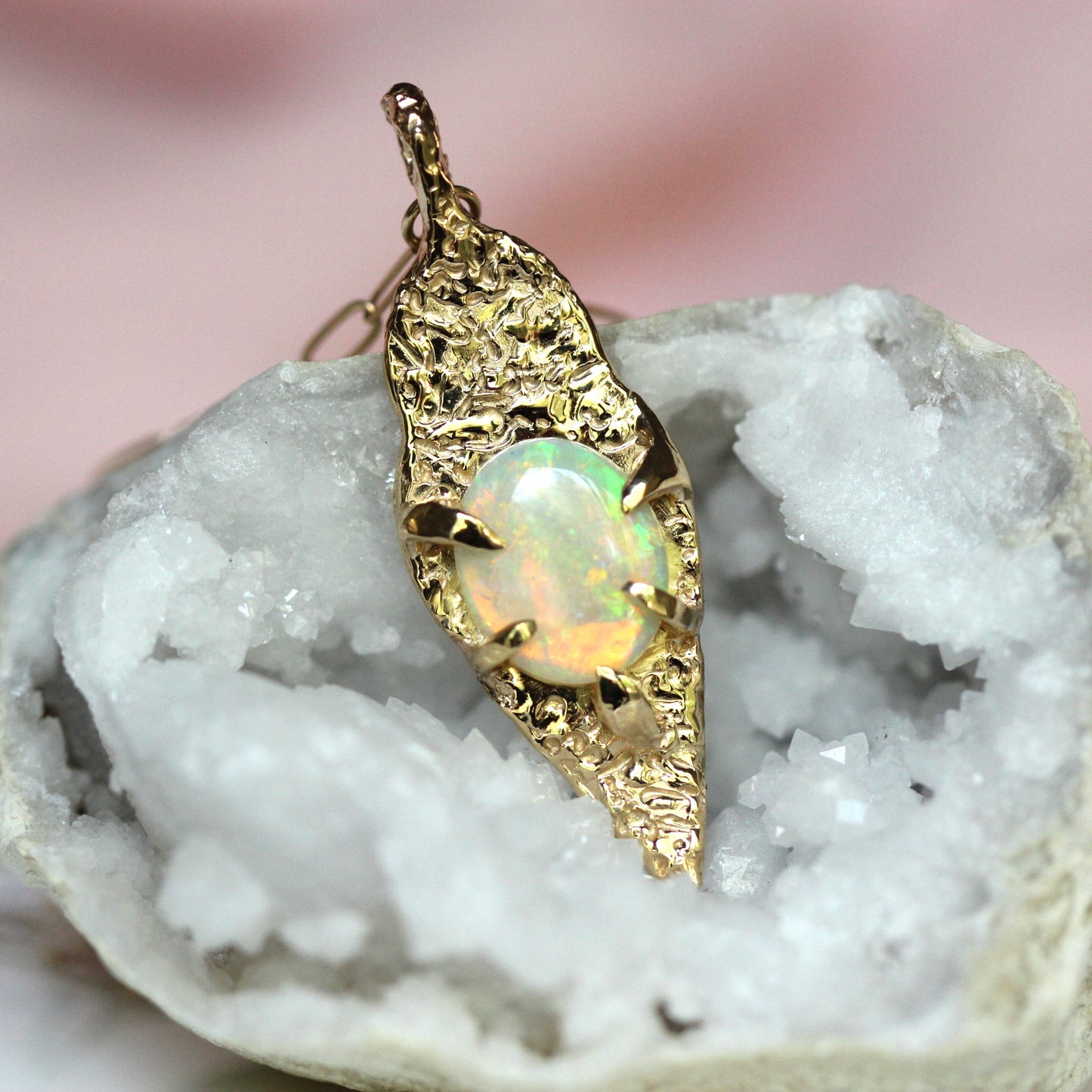 10K Opal Sheild Pendant- One of a Kind