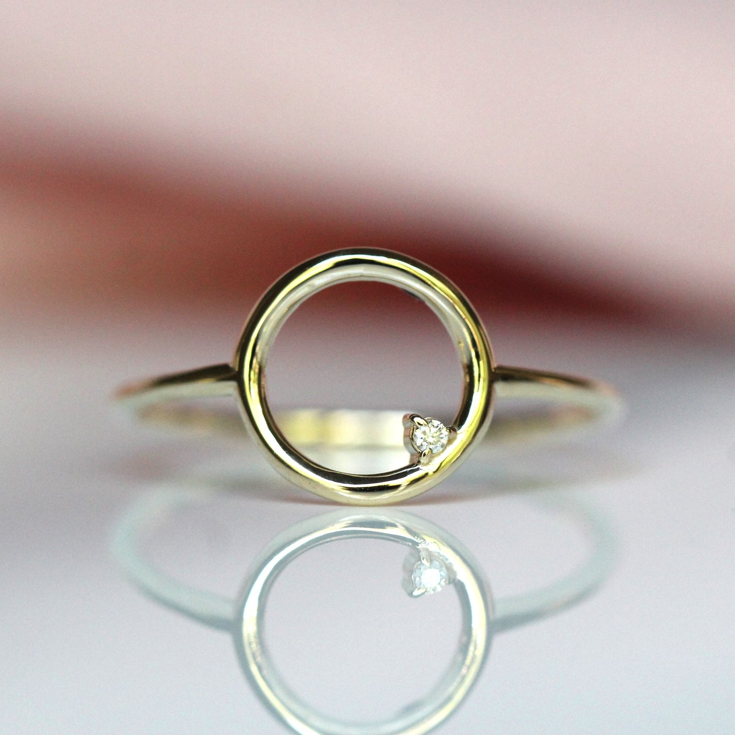 Open Circle Ring with Diamond Accent