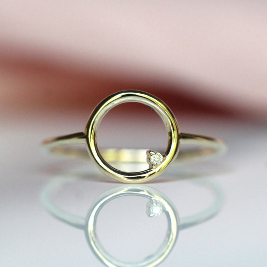 Open Circle Ring with Diamond Accent