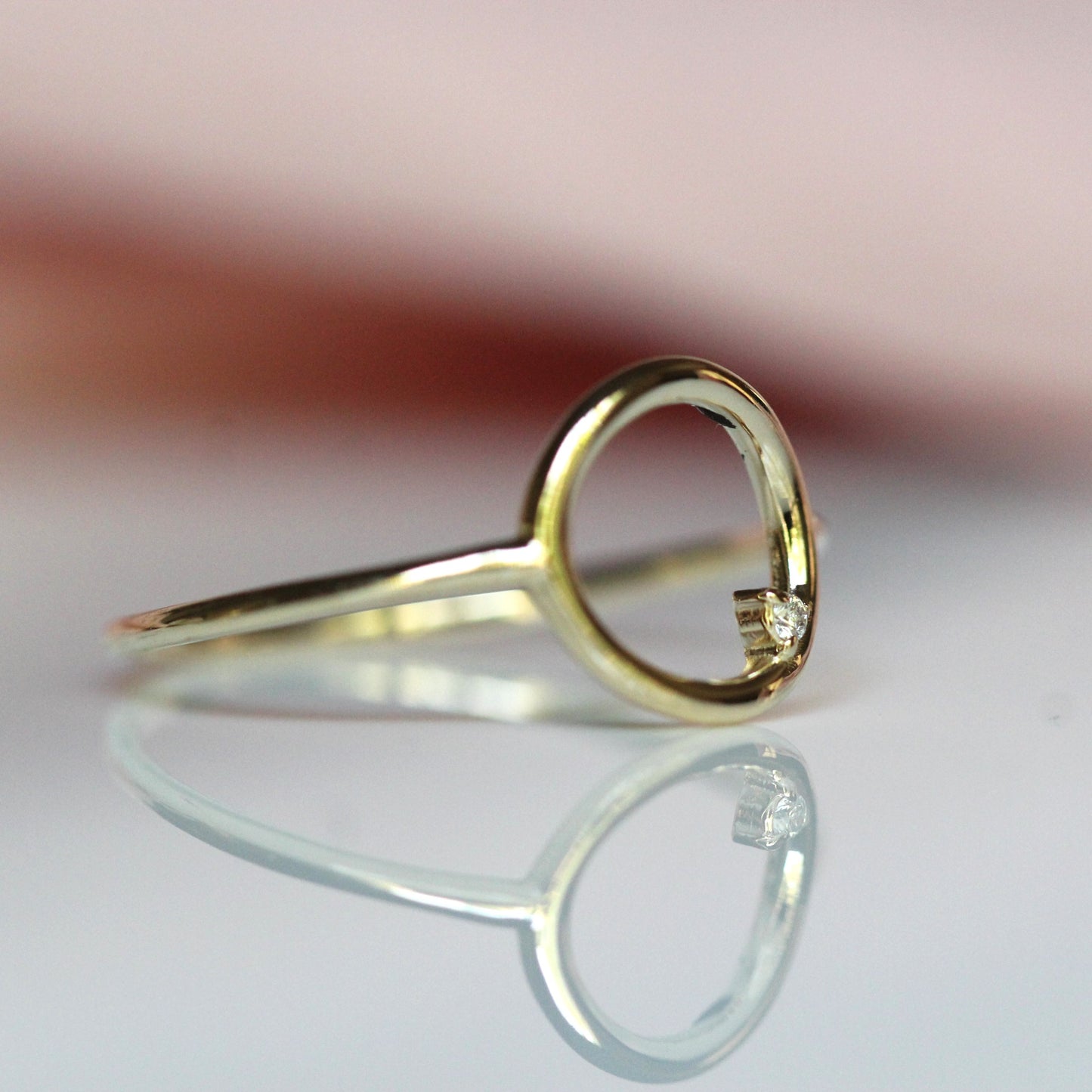 Open Circle Ring with Diamond Accent