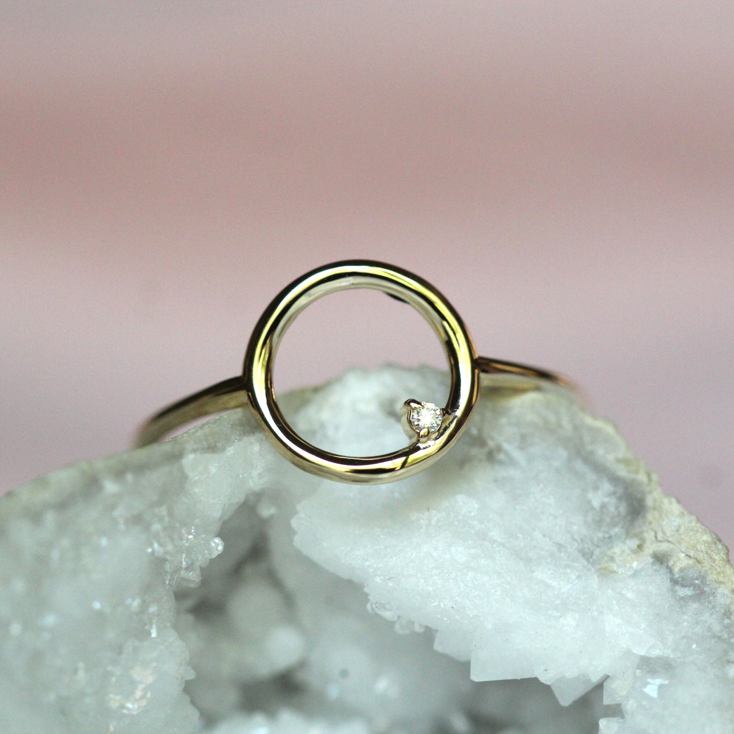 Open Circle Ring with Diamond Accent