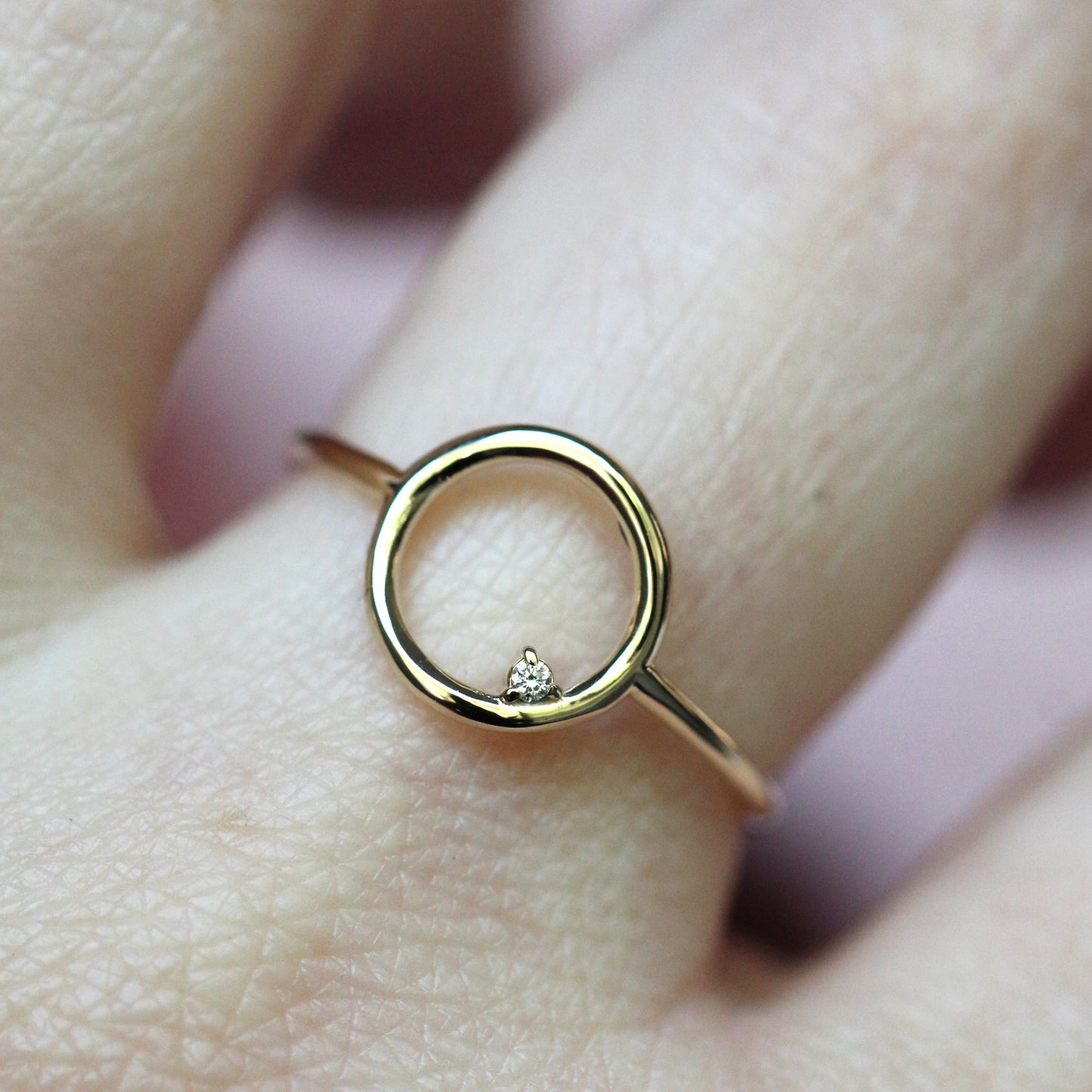 Open Circle Ring with Diamond Accent