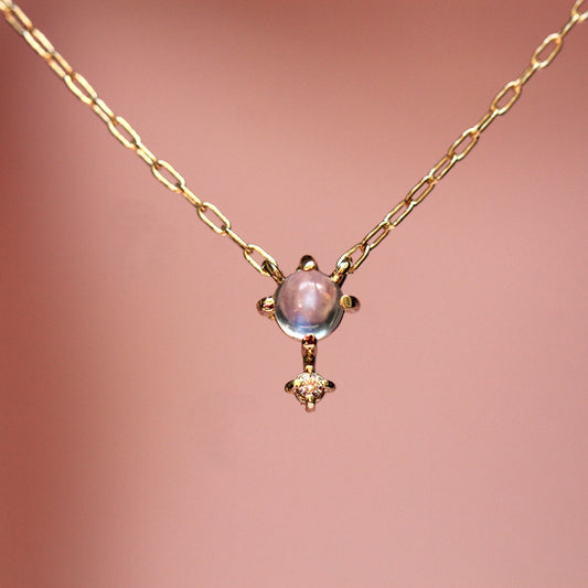 Moonstone Diamond Love Drop Necklace