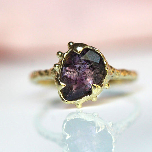 10K Tilted Melody Stone Ring- OOAK