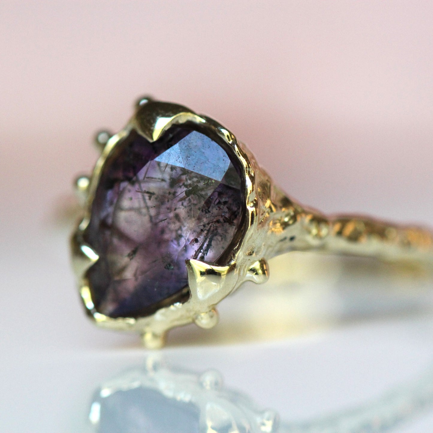 10K Tilted Melody Stone Ring- OOAK