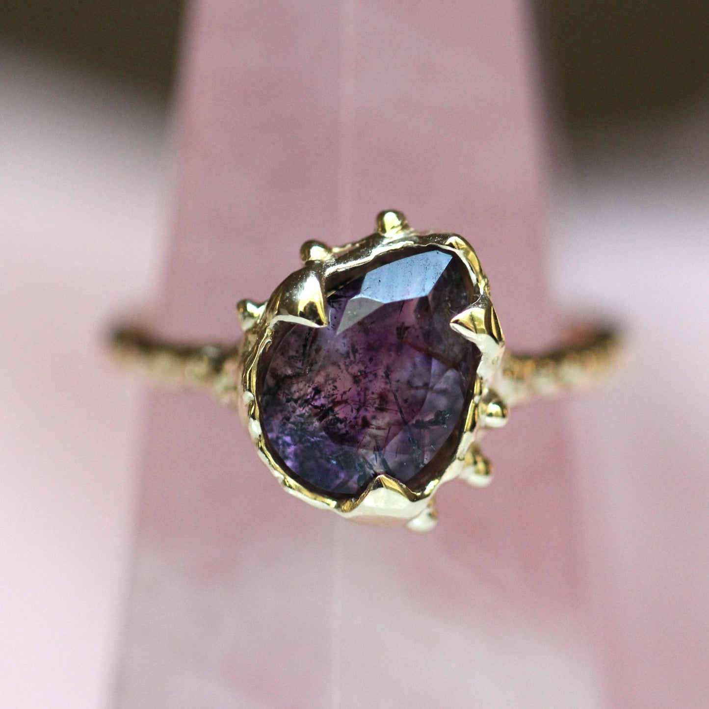 10K Tilted Melody Stone Ring- OOAK