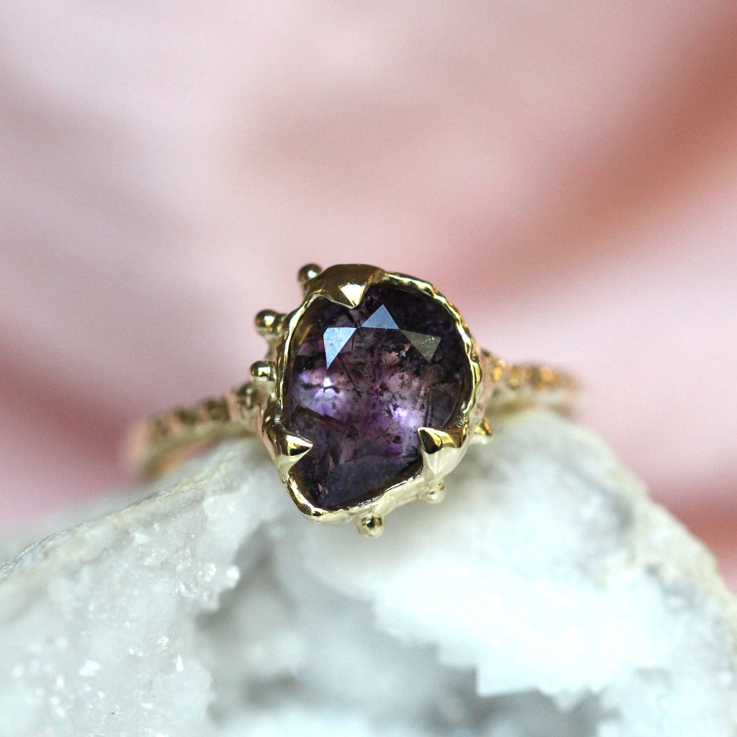 10K Tilted Melody Stone Ring- OOAK