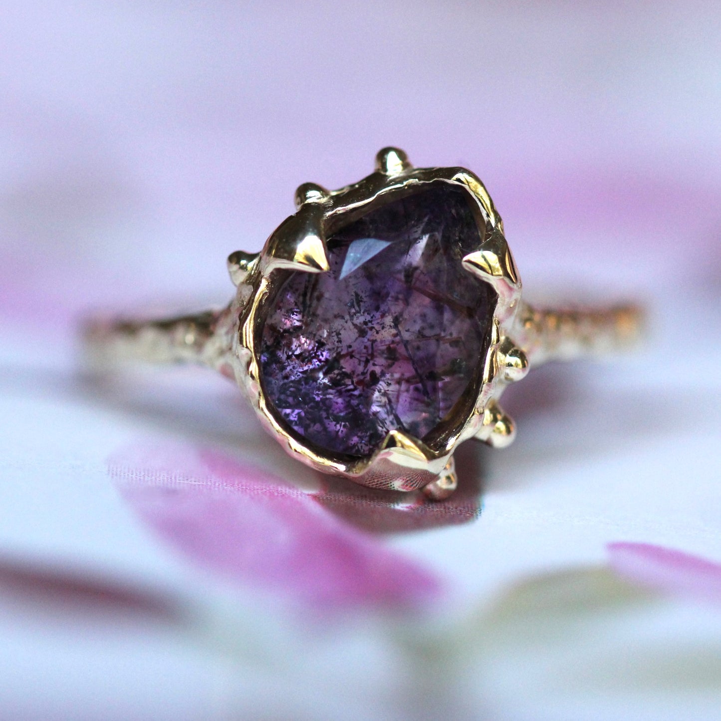 10K Tilted Melody Stone Ring- OOAK