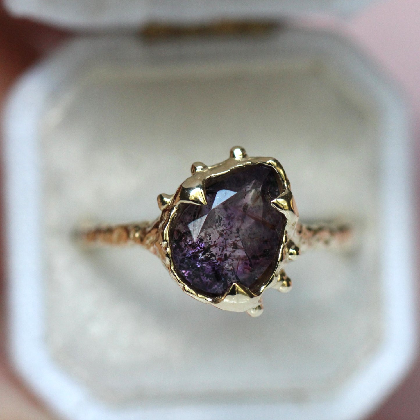 10K Tilted Melody Stone Ring- OOAK