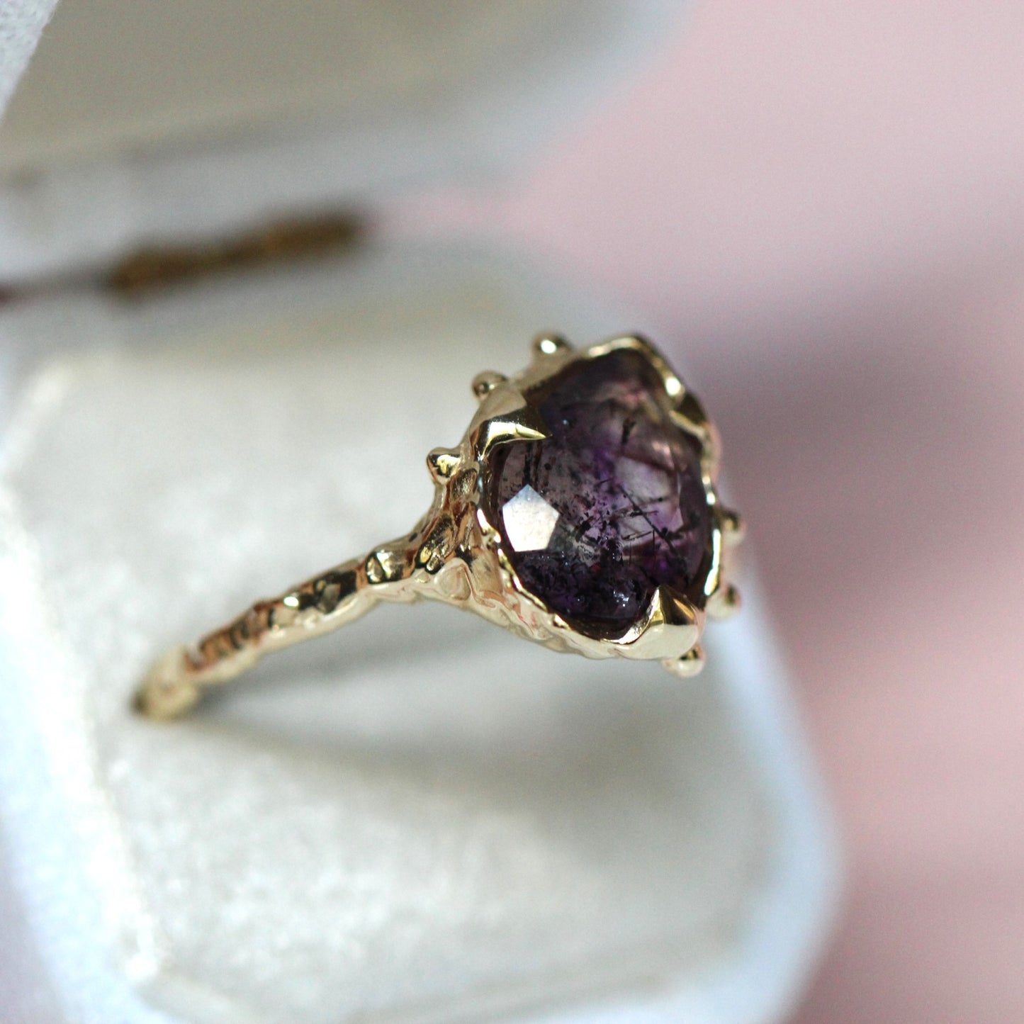 10K Tilted Melody Stone Ring- OOAK