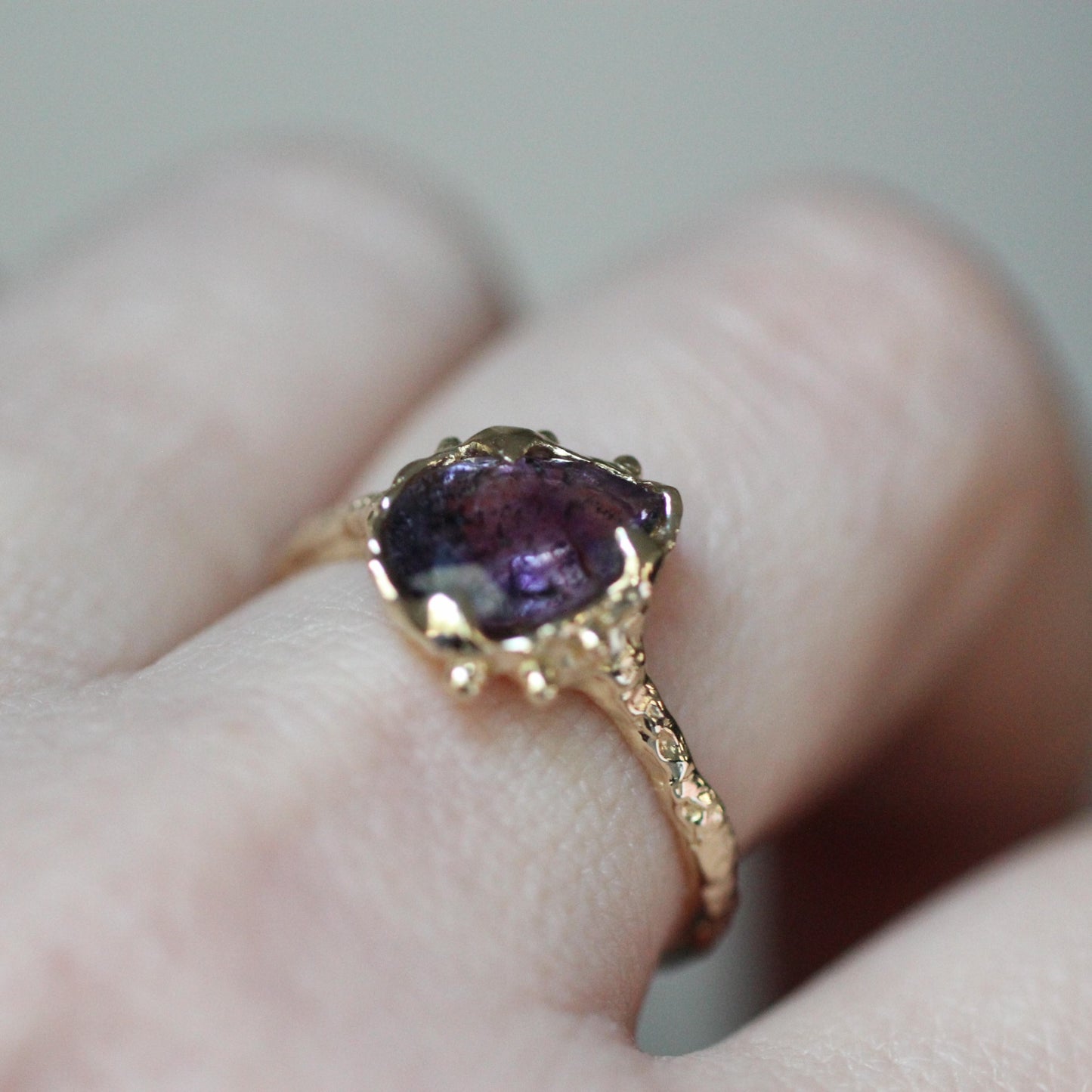 10K Tilted Melody Stone Ring- OOAK