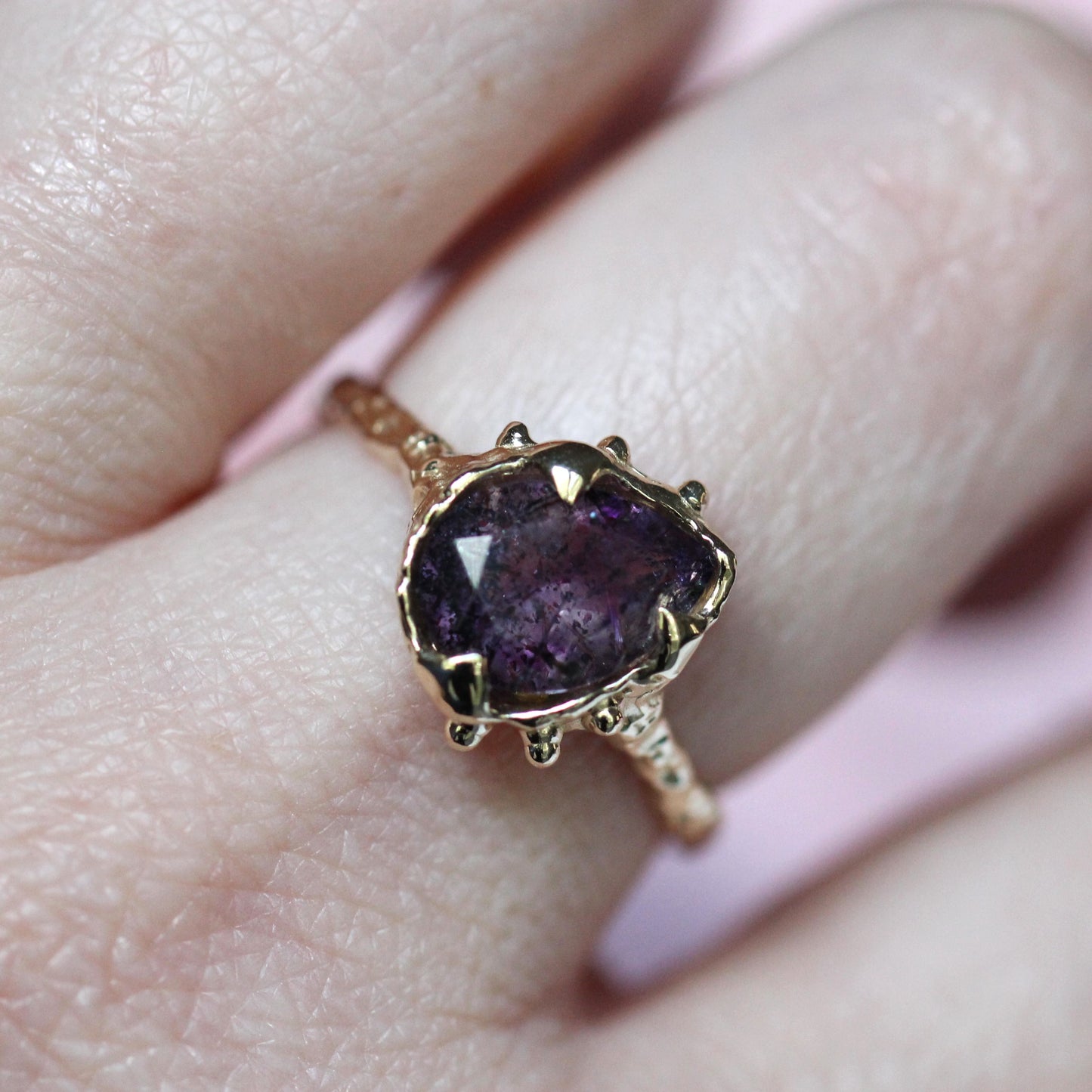 10K Tilted Melody Stone Ring- OOAK