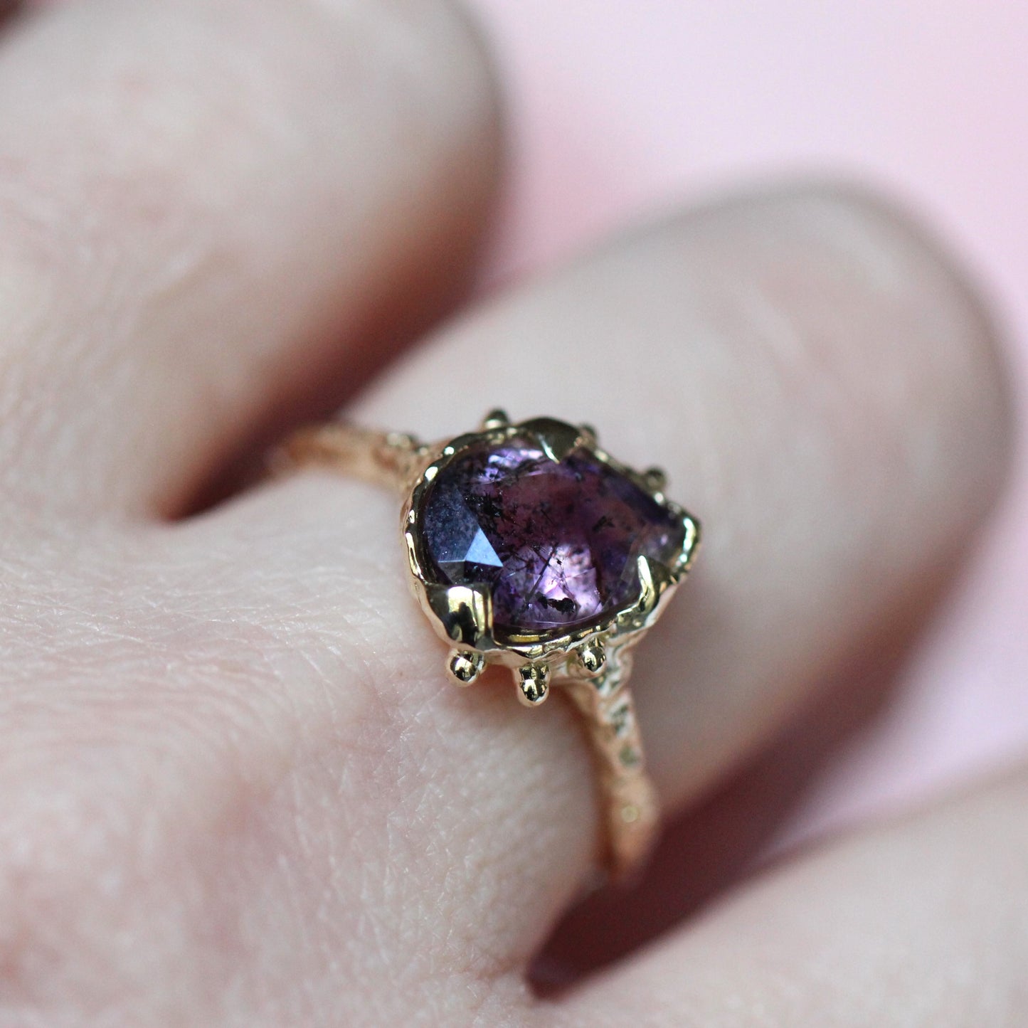 10K Tilted Melody Stone Ring- OOAK