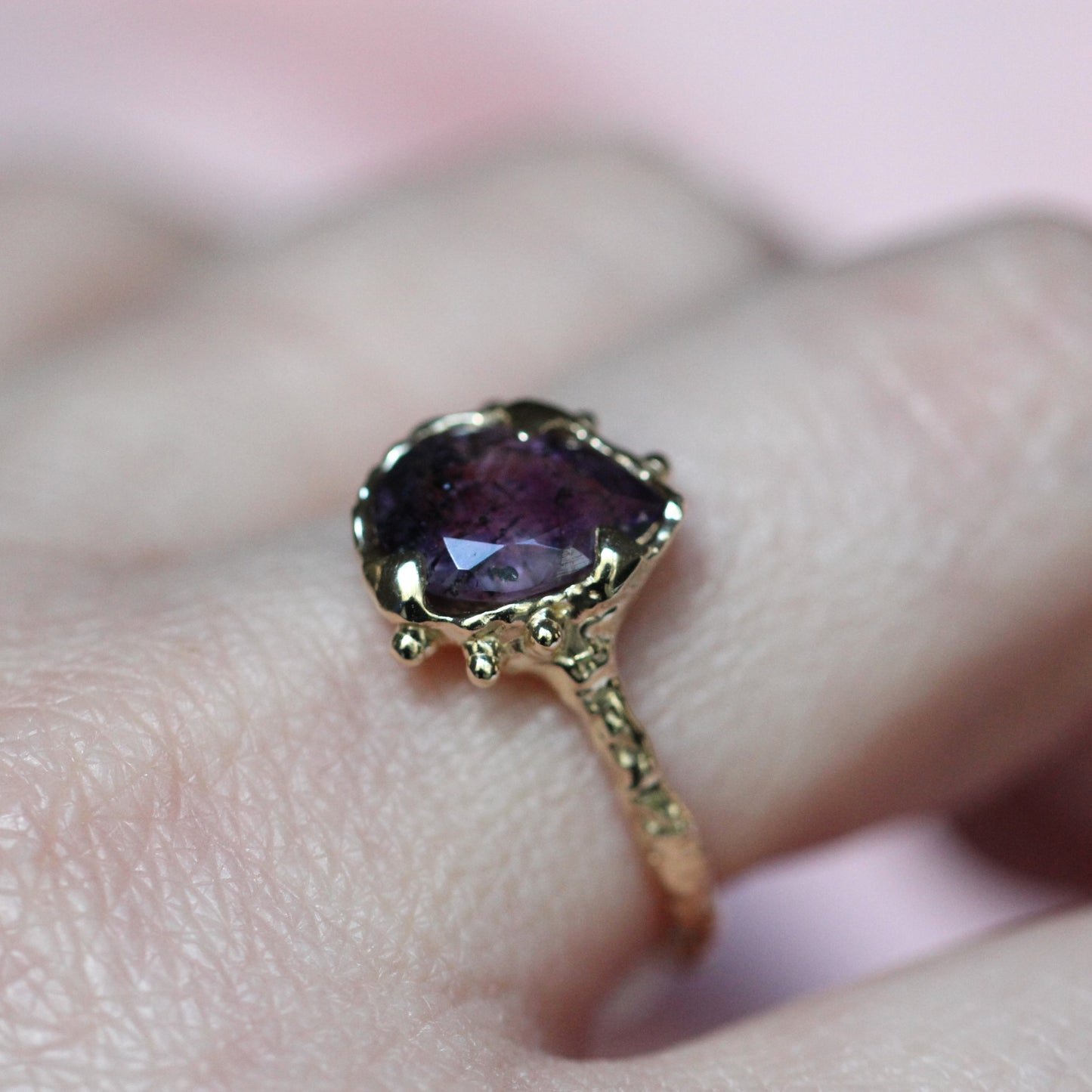 10K Tilted Melody Stone Ring- OOAK