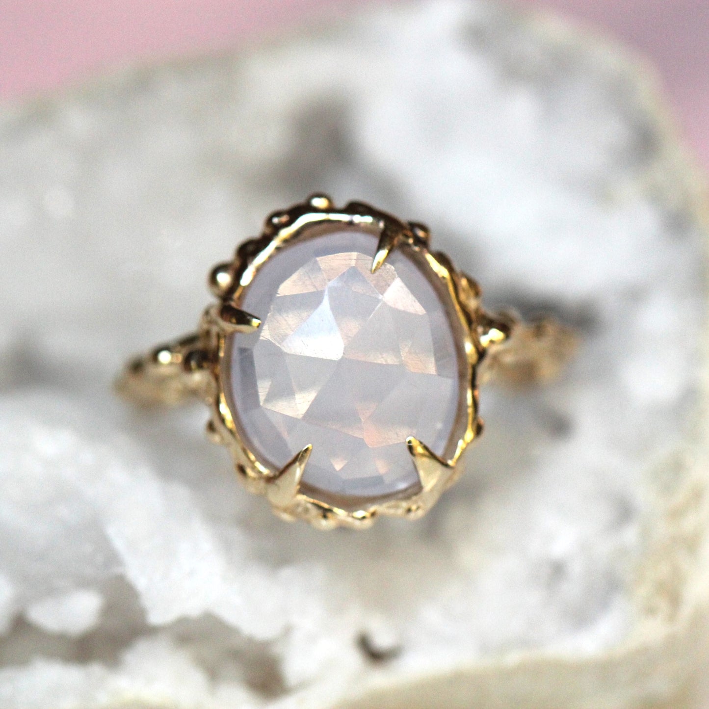 10K Lavender Quartz Statement Ring- OOAK