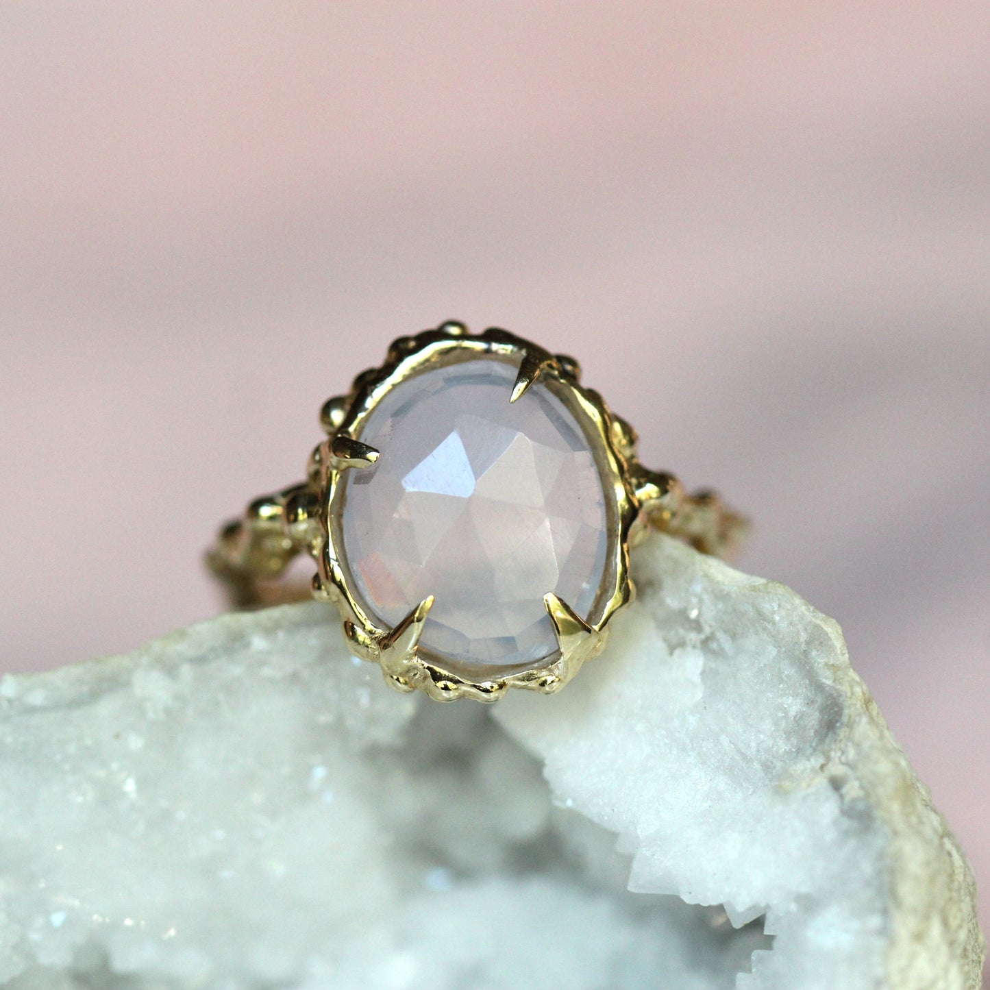 10K Lavender Quartz Statement Ring- OOAK