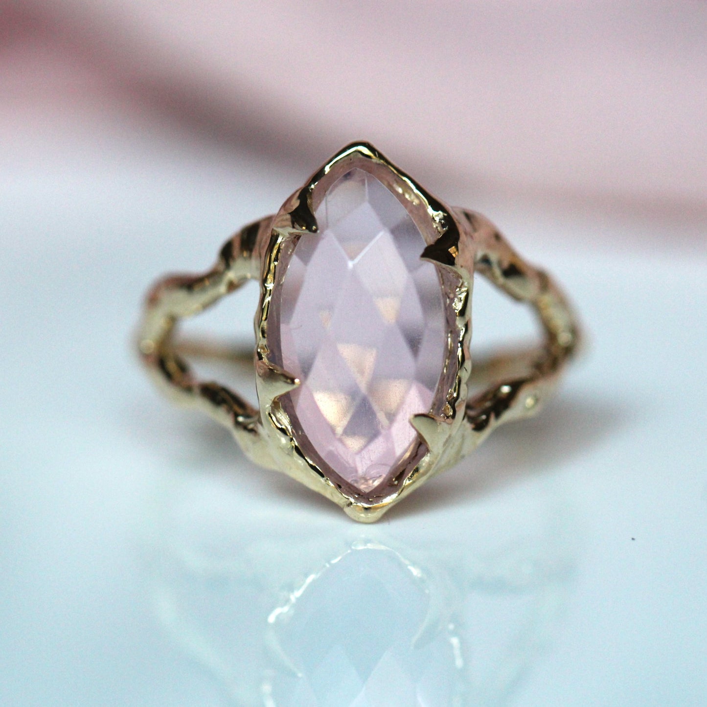 10K Lavender Quartz Split Shank Ring- OOAK