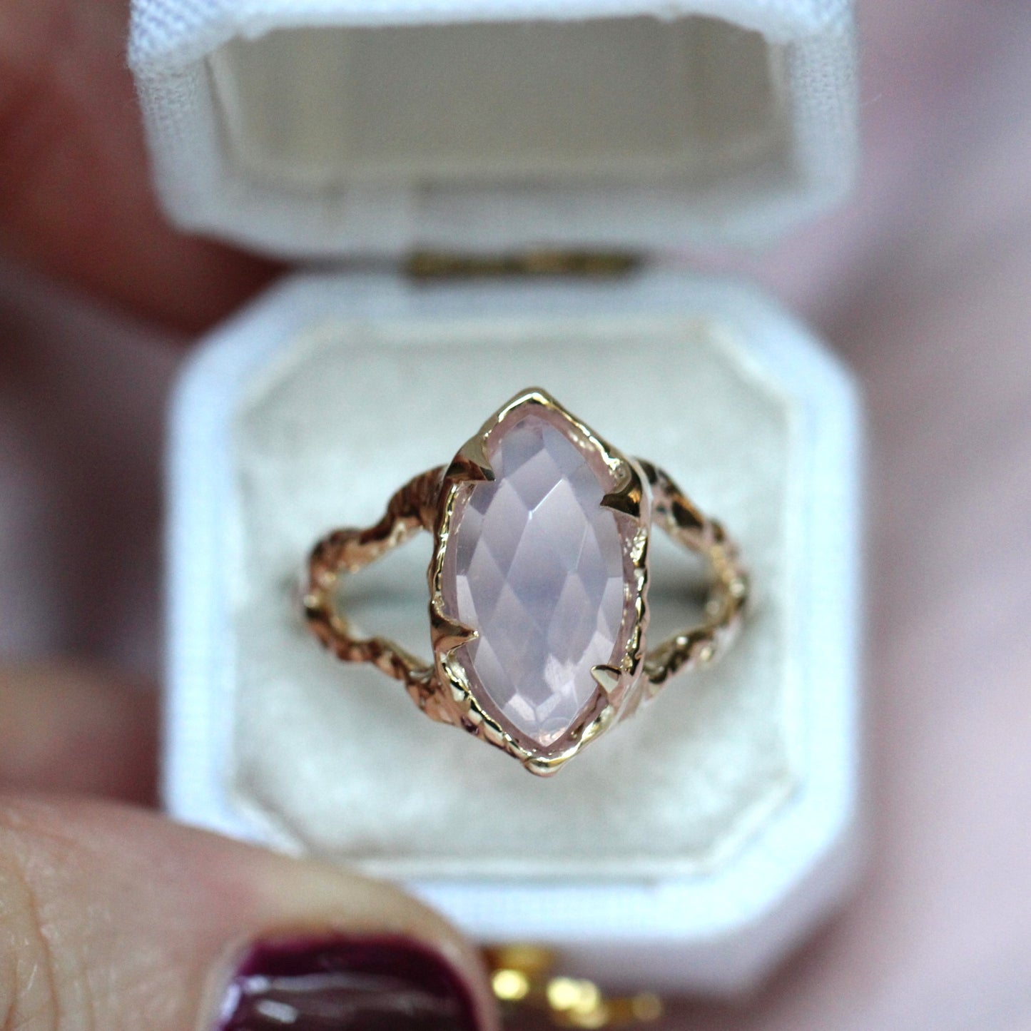 10K Lavender Quartz Split Shank Ring- OOAK