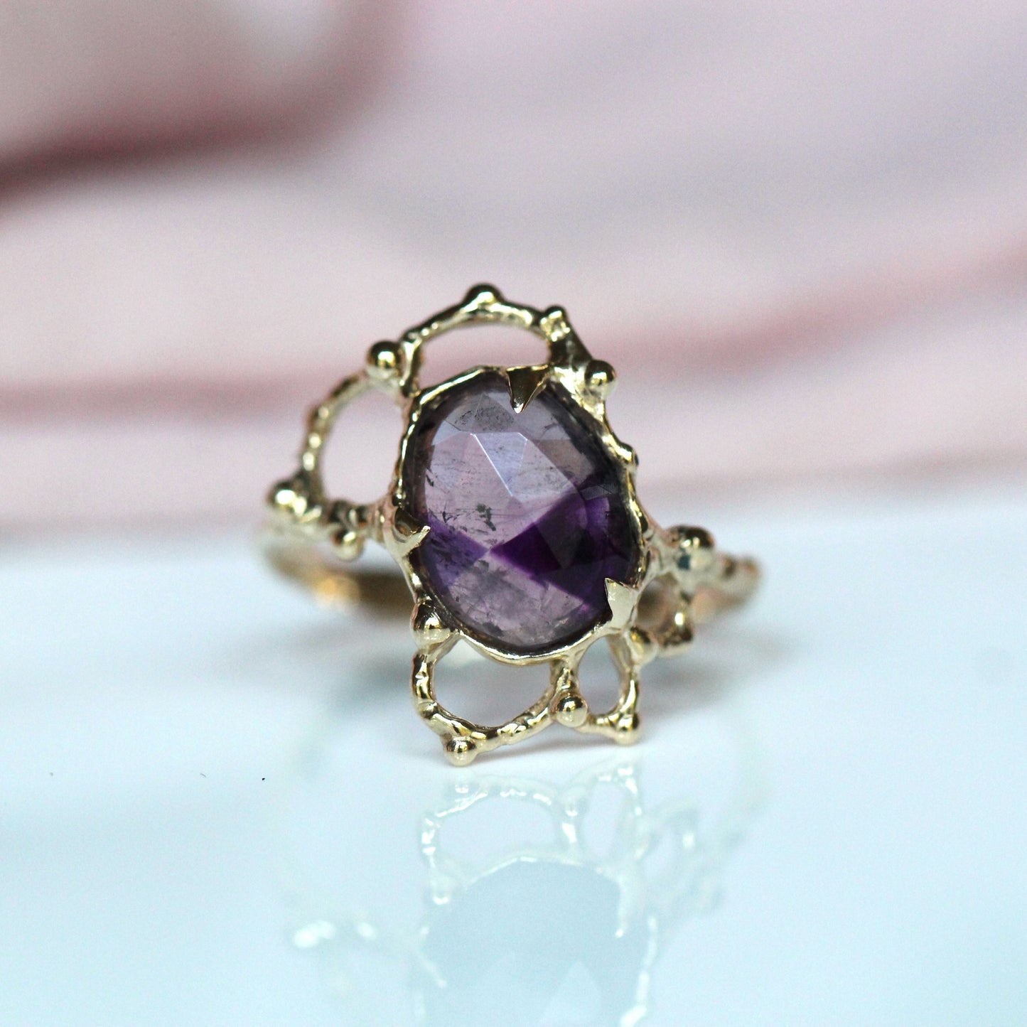 10K Lace Trapiche Amethyst Ring- OOAK