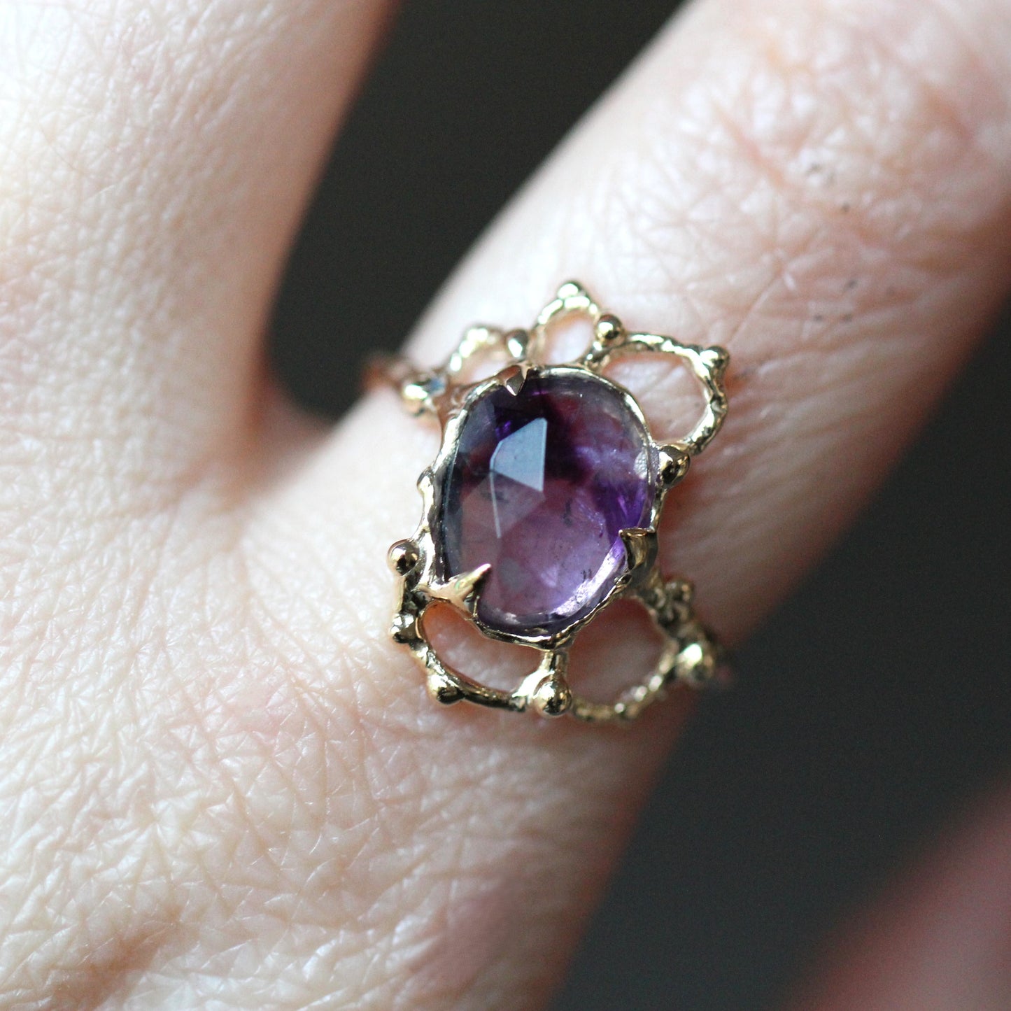 10K Lace Trapiche Amethyst Ring- OOAK