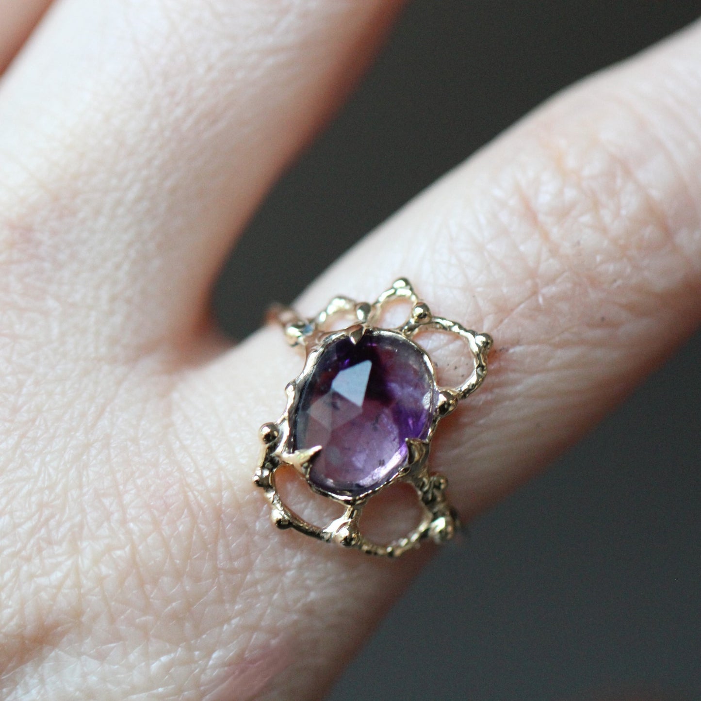 10K Lace Trapiche Amethyst Ring- OOAK