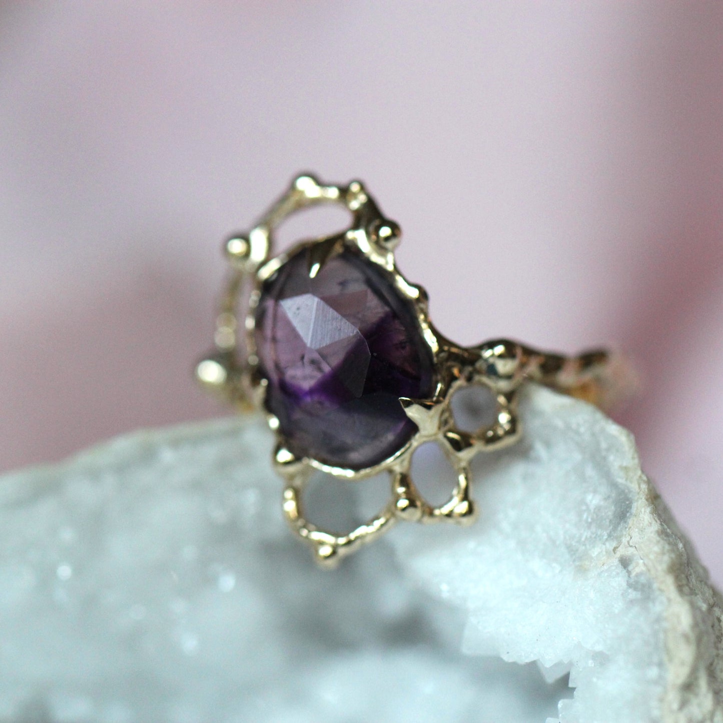 10K Lace Trapiche Amethyst Ring- OOAK