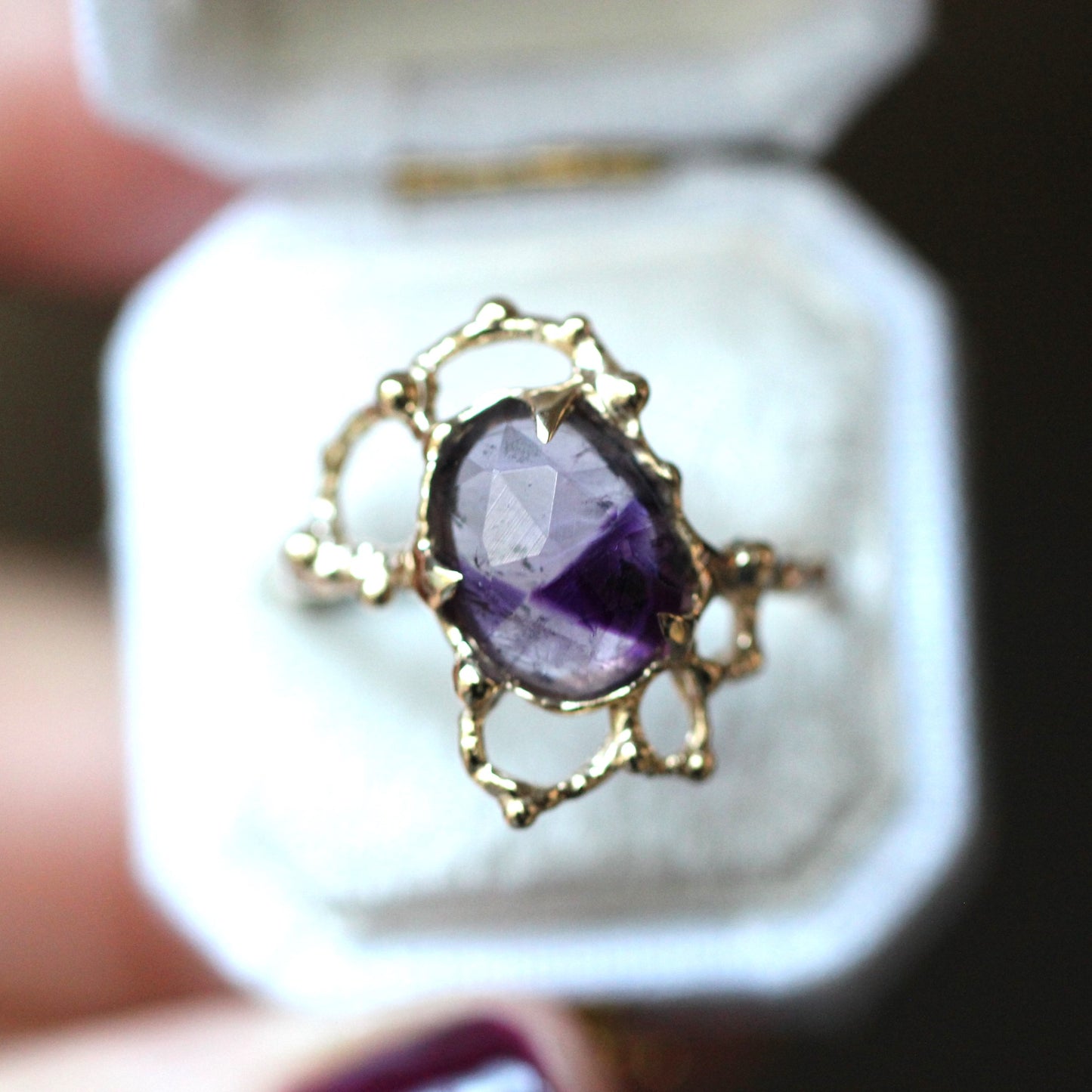 10K Lace Trapiche Amethyst Ring- OOAK