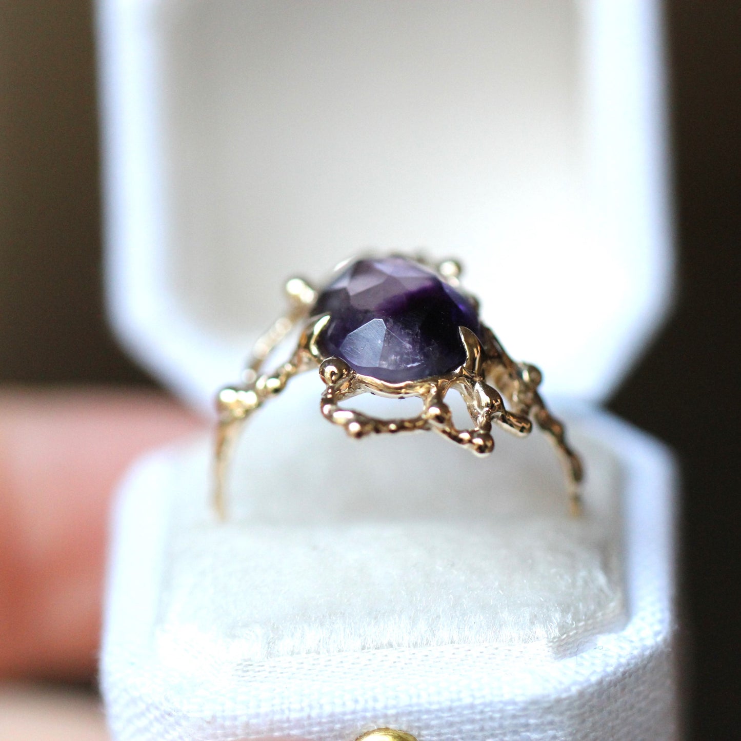 10K Lace Trapiche Amethyst Ring- OOAK