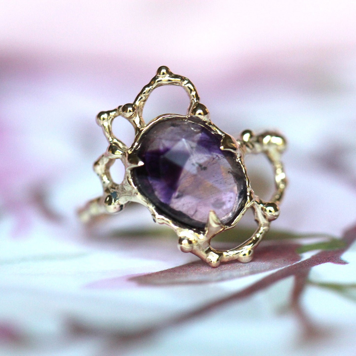 10K Lace Trapiche Amethyst Ring- OOAK