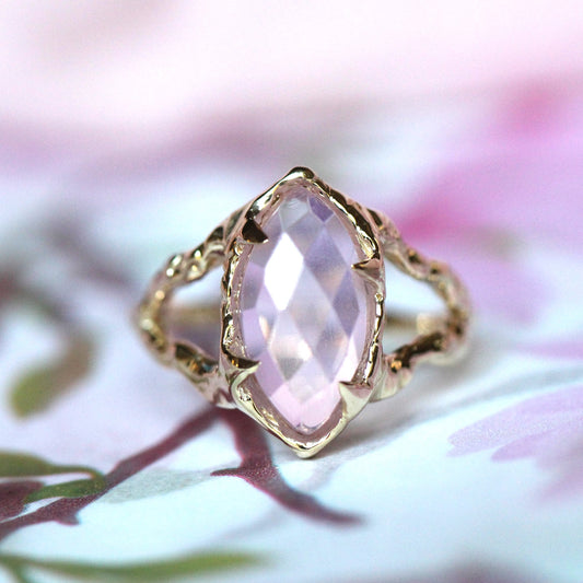 10K Lavender Quartz Split Shank Ring- OOAK